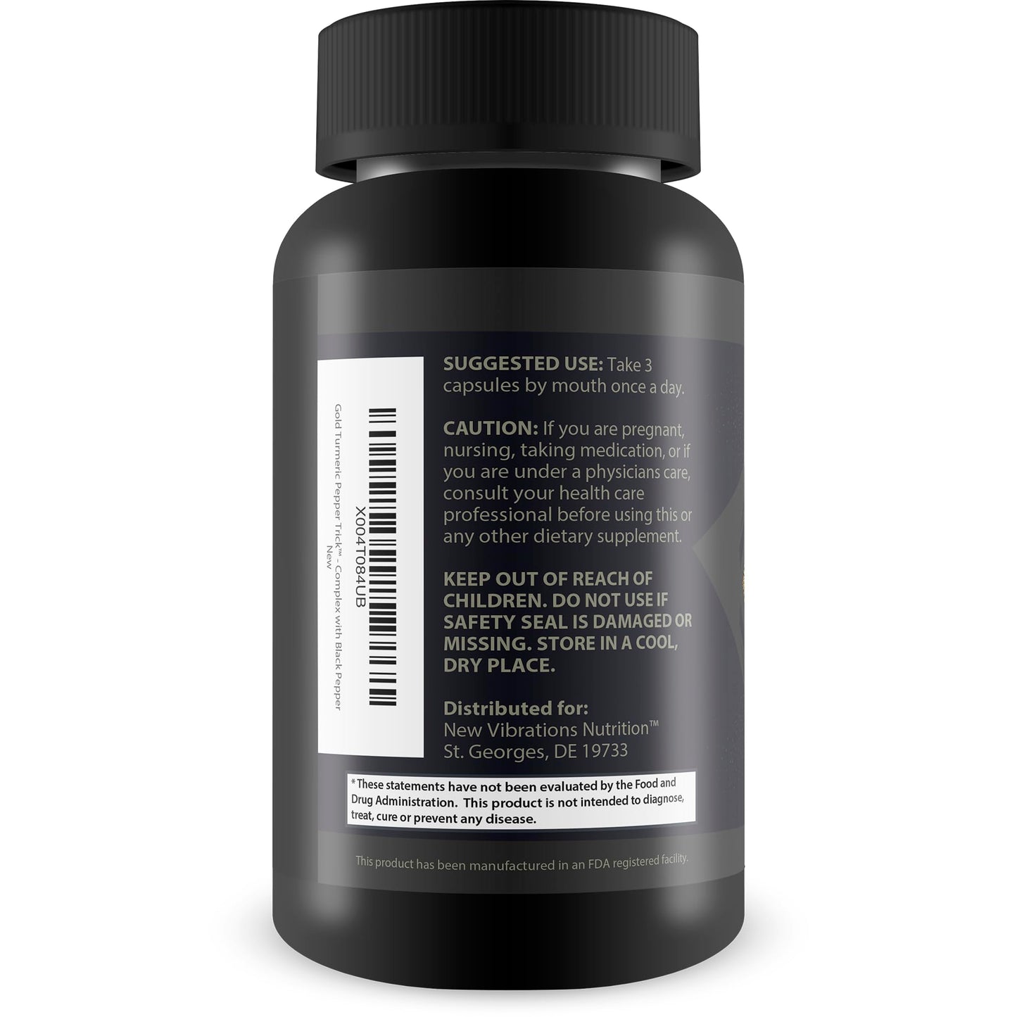 New Vibrations Nutrition Gold Turmeric Pepper Trick Capsules 90 Count