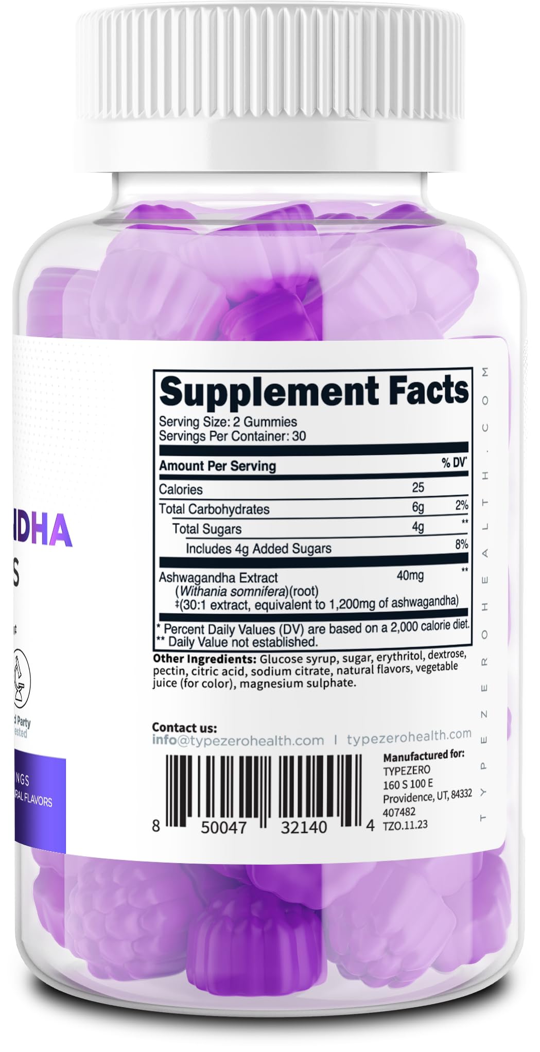 Type Zero Ashwagandha Gummies 60 Count