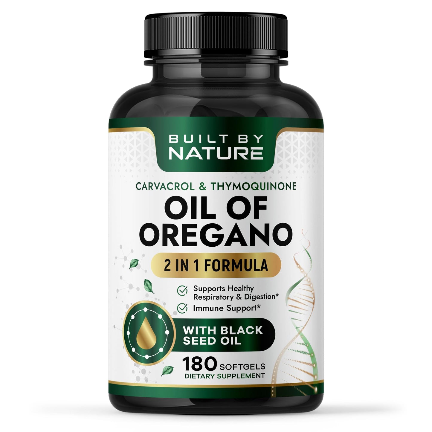 Built by Nature Oil of Oregano with Black Seed Oil Softgels, 180 Softgels
