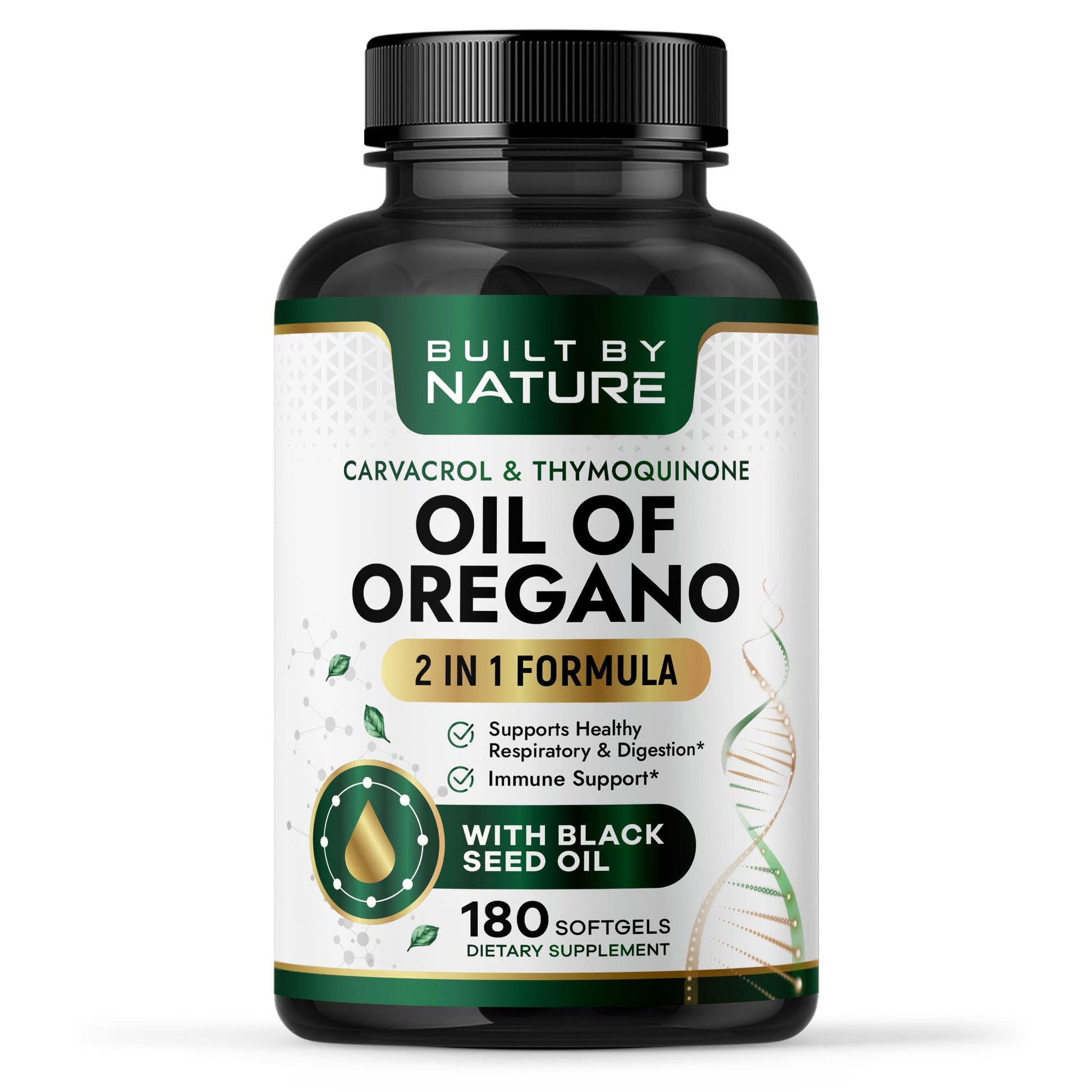 Built by Nature Oil of Oregano with Black Seed Oil Softgels, 180 Softgels