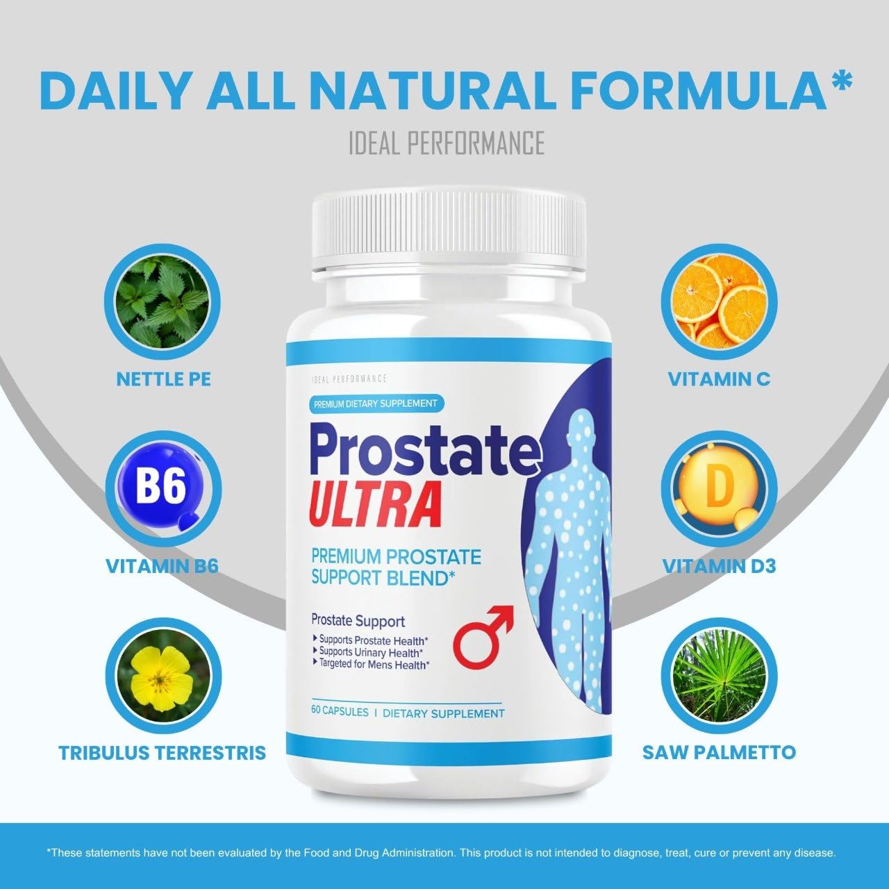 IDEAL PERFORMANCE Prostate Ultra Supplements for Men Prostate Health Formula Capsules, 180 Capsules