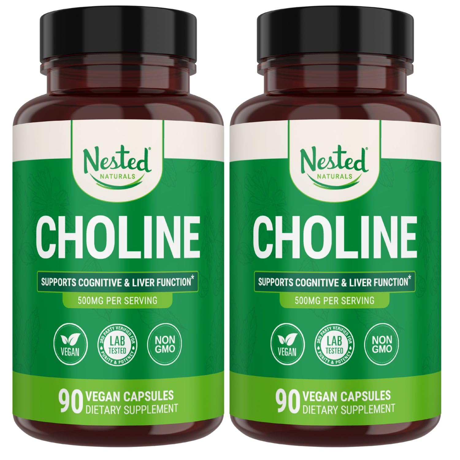 Nested Naturals Choline Bitartrate 500mg, 180 Capsules
