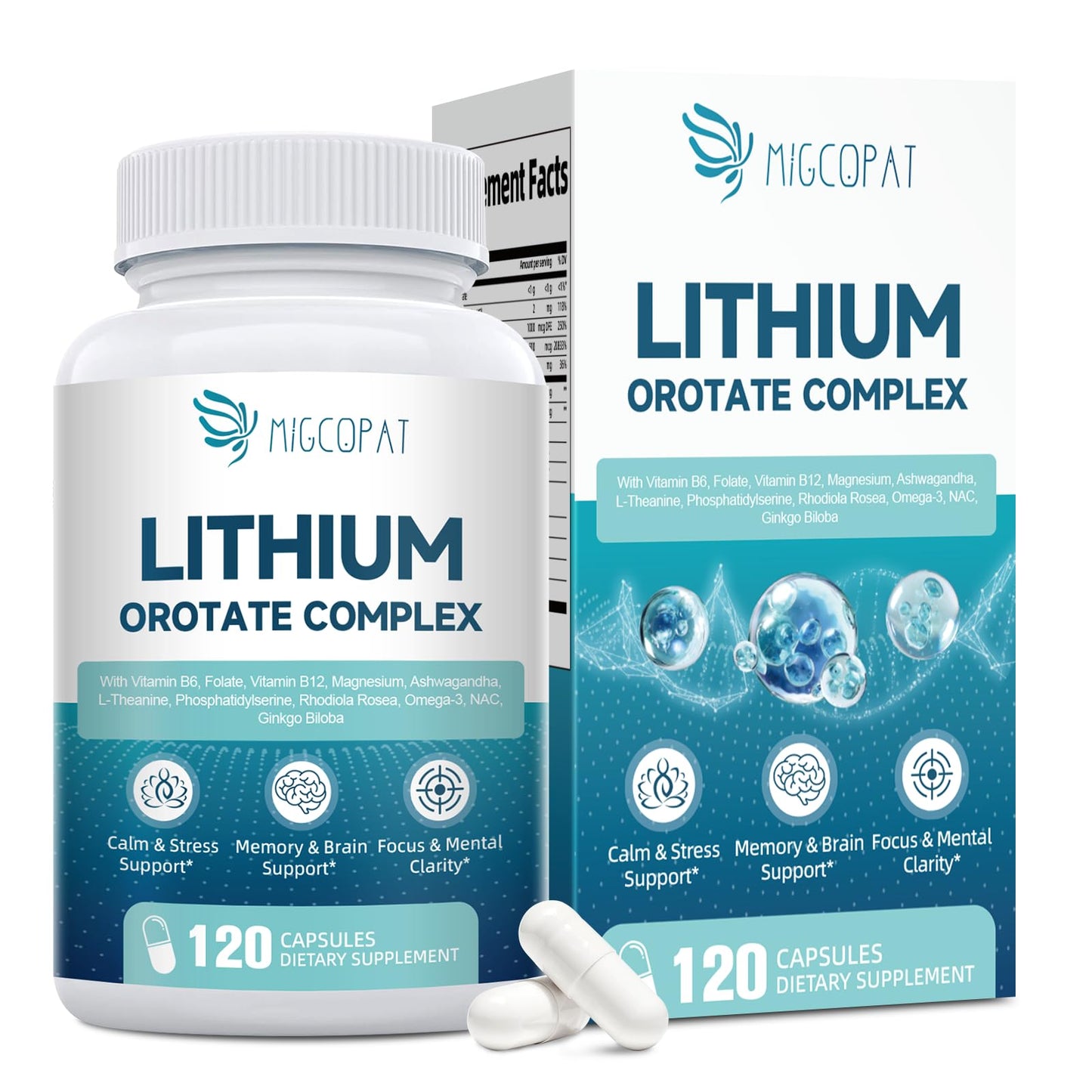 Migcopat Lithium Orotate Complex Capsules, 120 Count