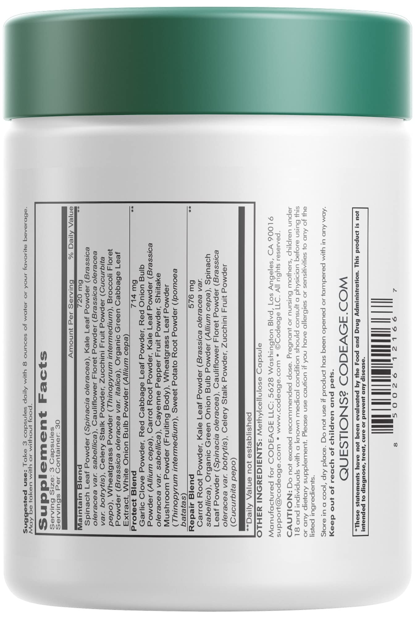 Codeage Instantfood Easy Veggies Capsules, 90 Count