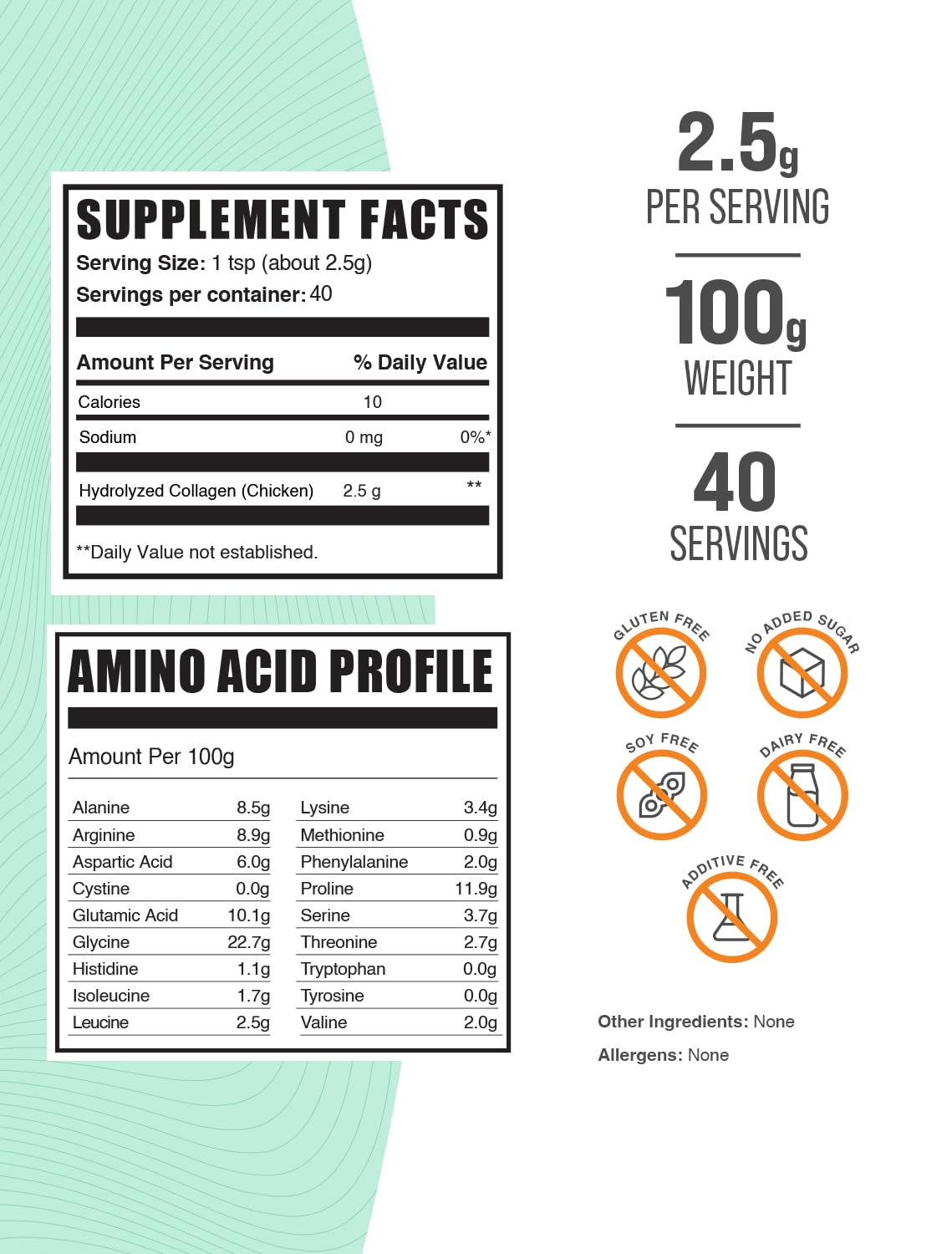 BulkSupplements Chicken Collagen Powder - Hydrolyzed Collagen, Unflavored & Gluten Free, 3.52 oz (100 g), Pack of 1