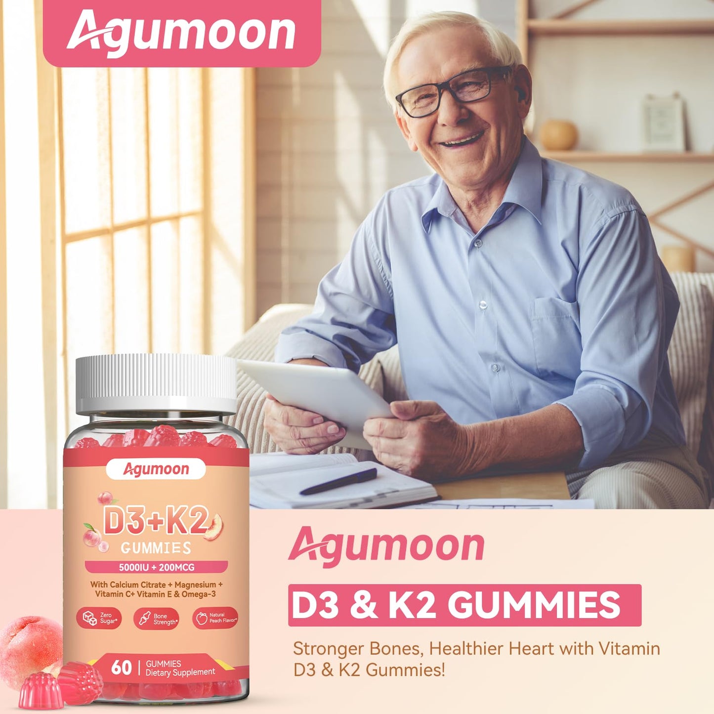 Agumoon Vitamin D3 K2 Gummies 120 Gummies