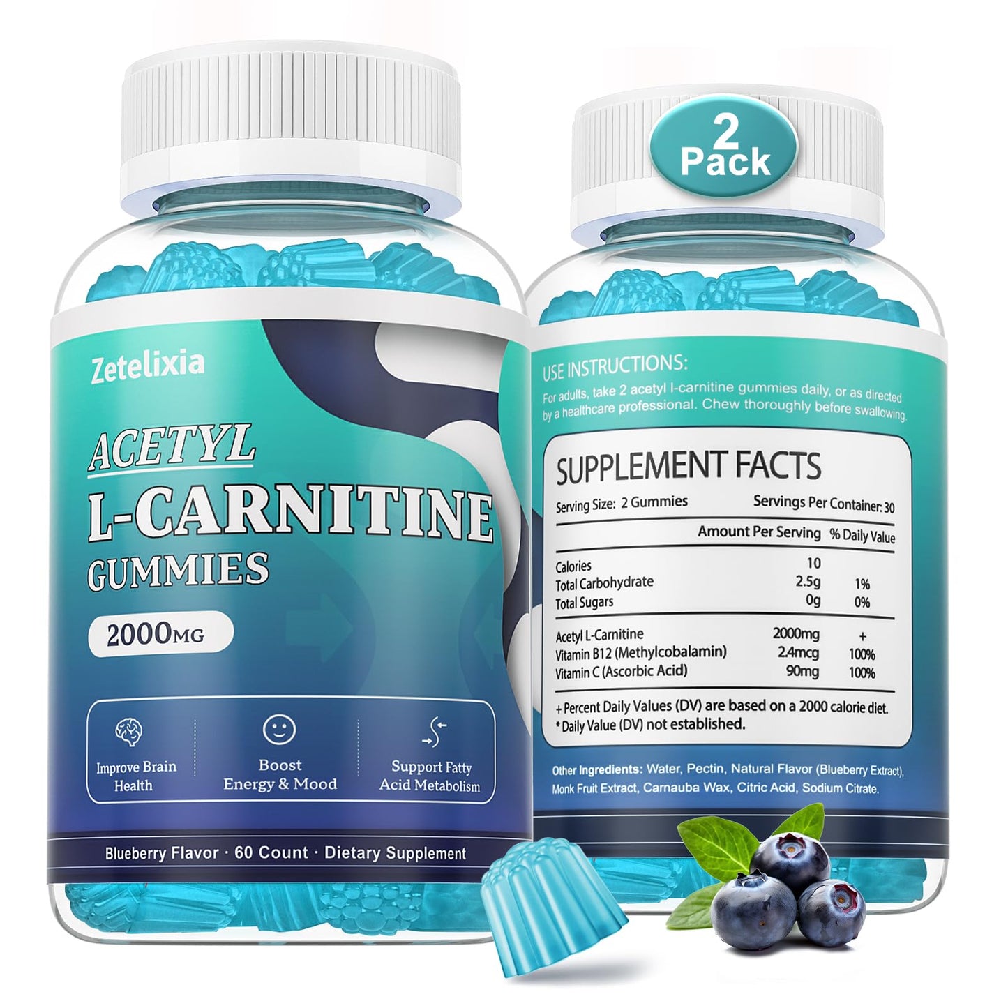Zetelixia Acetyl-L-Carnitine Gummies, 120 Count