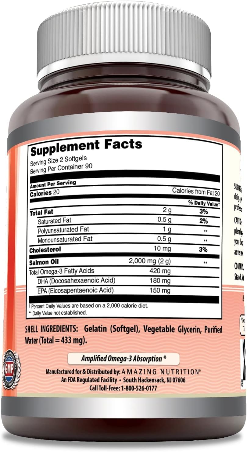 Amazing Nutrition Amazing Omega Wild Alaskan Salmon Oil 2000 Mg Supplement Softgel 1