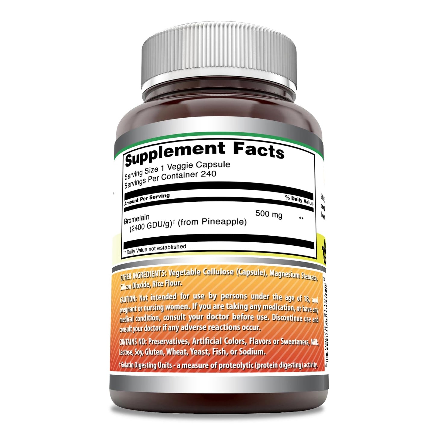 Amazing Nutrition Bromelain 500mg 2400 GDU Veggie Capsules, 240 Count