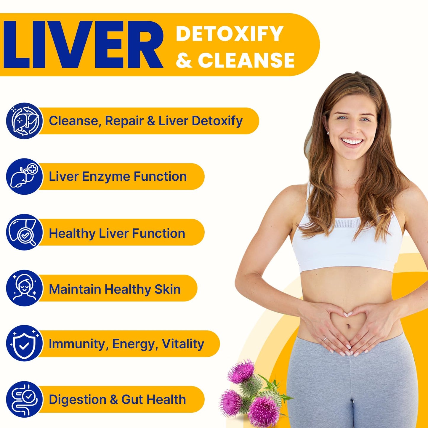 Summatah Liver Detoxify Repair & Cleanse Probiotic with Milk Thistle, Dandelion & Turmeric, 20 Billion AFU Akkermansia, 8-in-1 Herbal Formula for Liver Support & Renew, Capsule, 60 Count