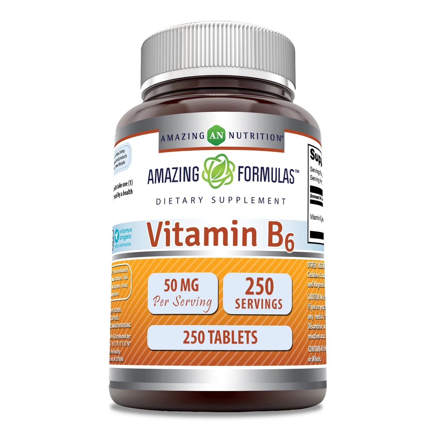 Amazing Nutrition Vitamin B6 Pyridoxine 50mg Tablets 250 Count