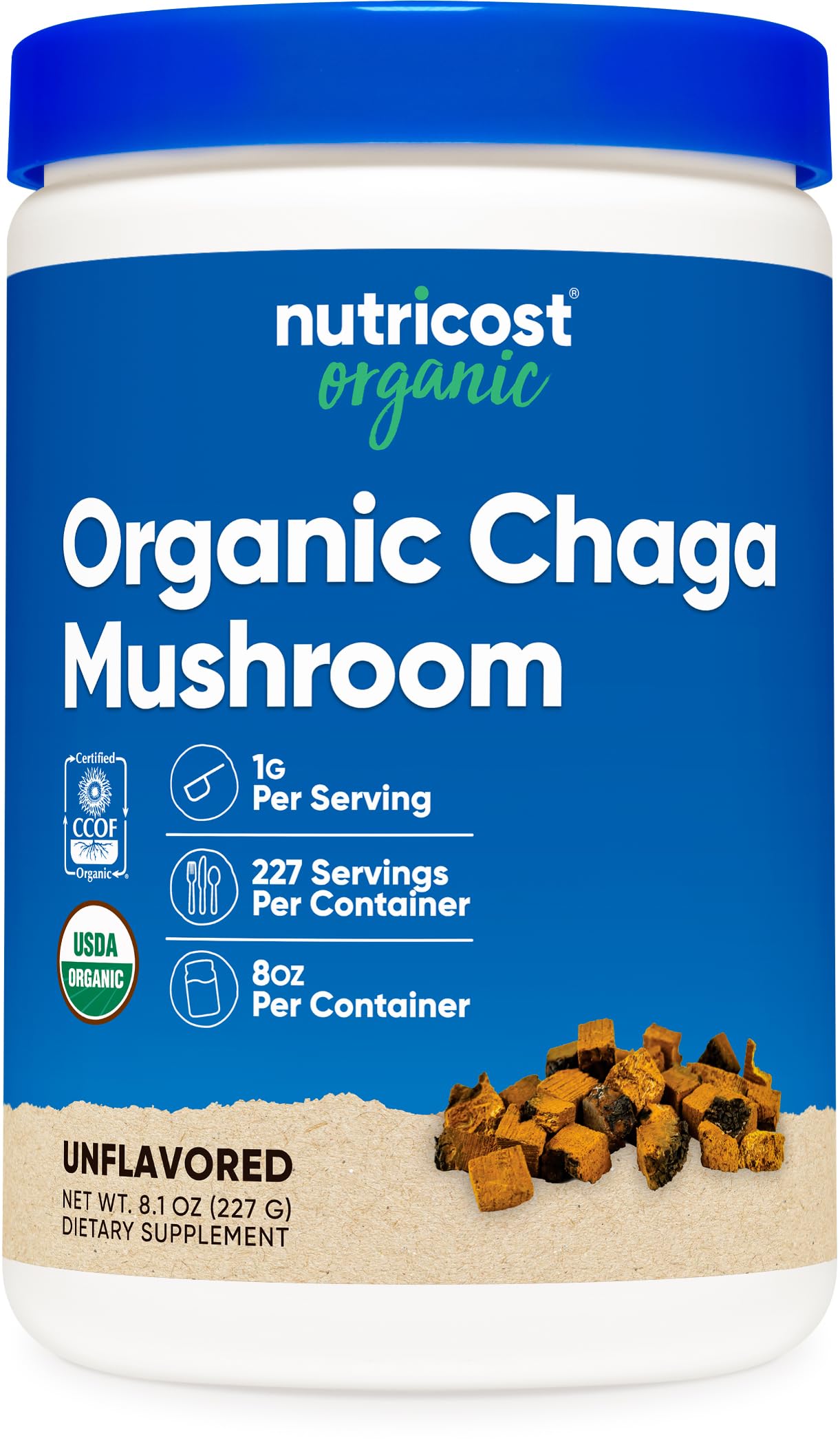 Nutricost 100% Organic Chaga Mushroom Powder 8.1 Ounce