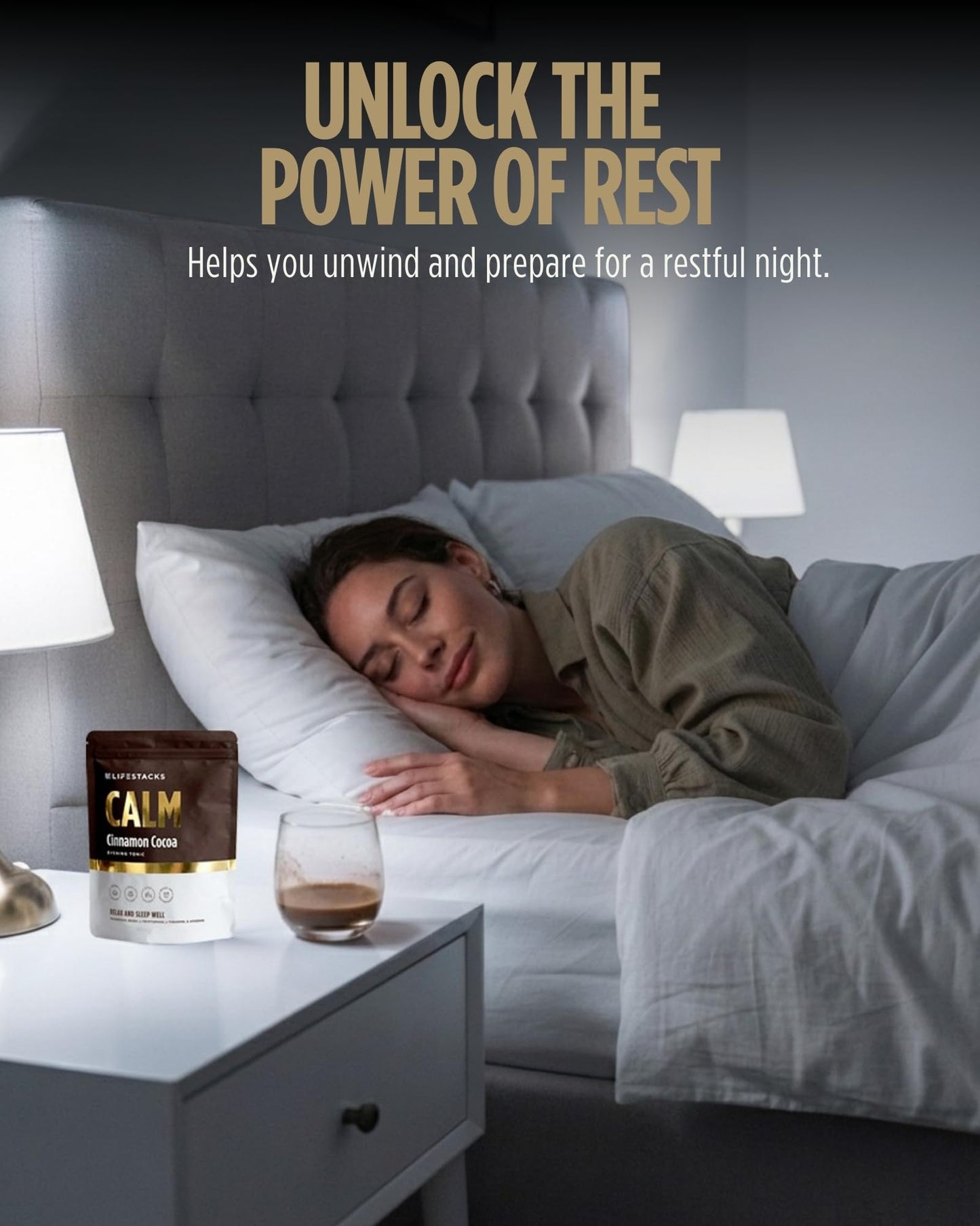 LIFESTACKS Calm Magnesium Hot Cocoa Sleep Aid Powder 9.9 Ounce