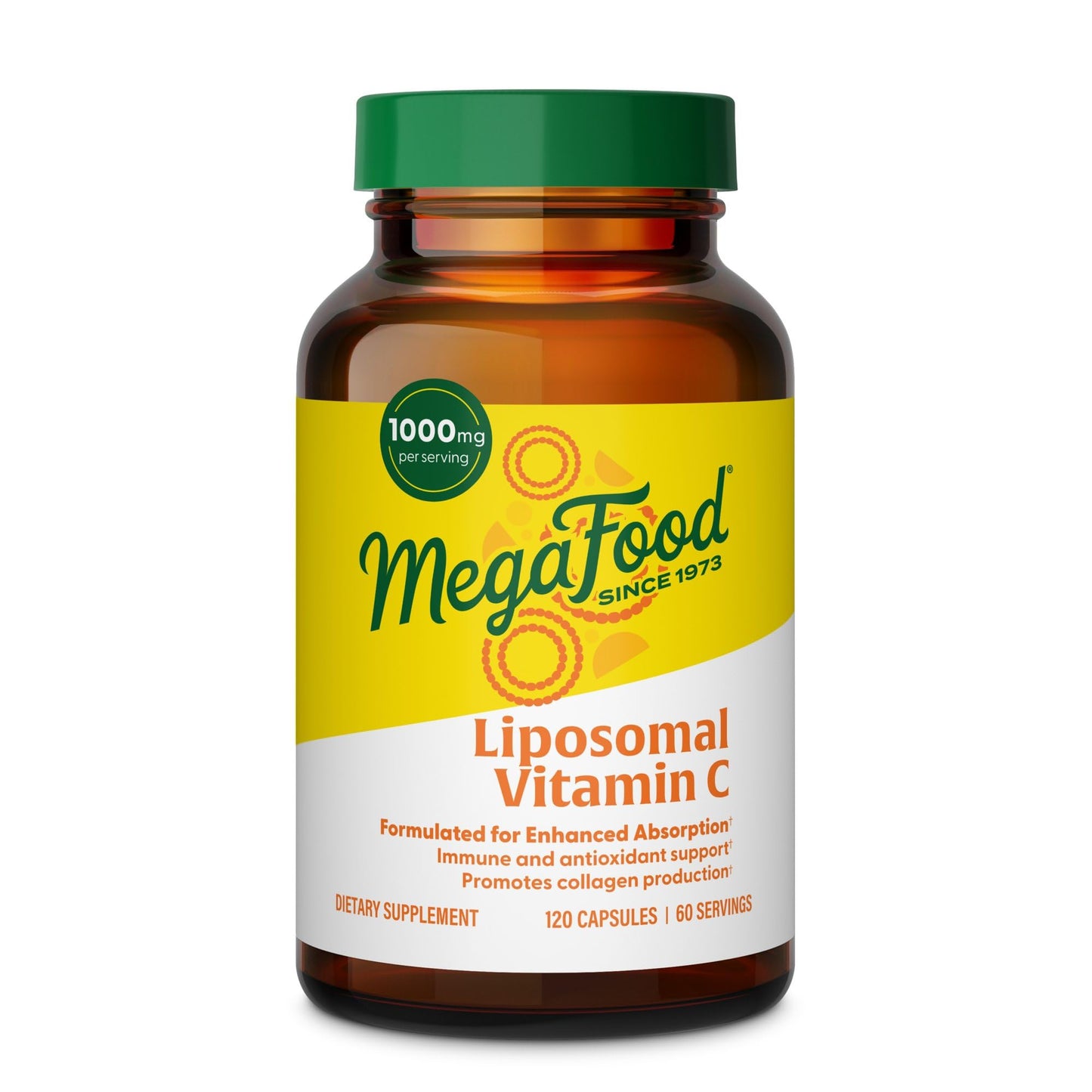 MegaFood Liposomal Vitamin C 1000mg Per Serving - Collagen Production & Immune Support, High Potency Formula - Superior Absorption & Gentle On Stomach, 120 Capsules
