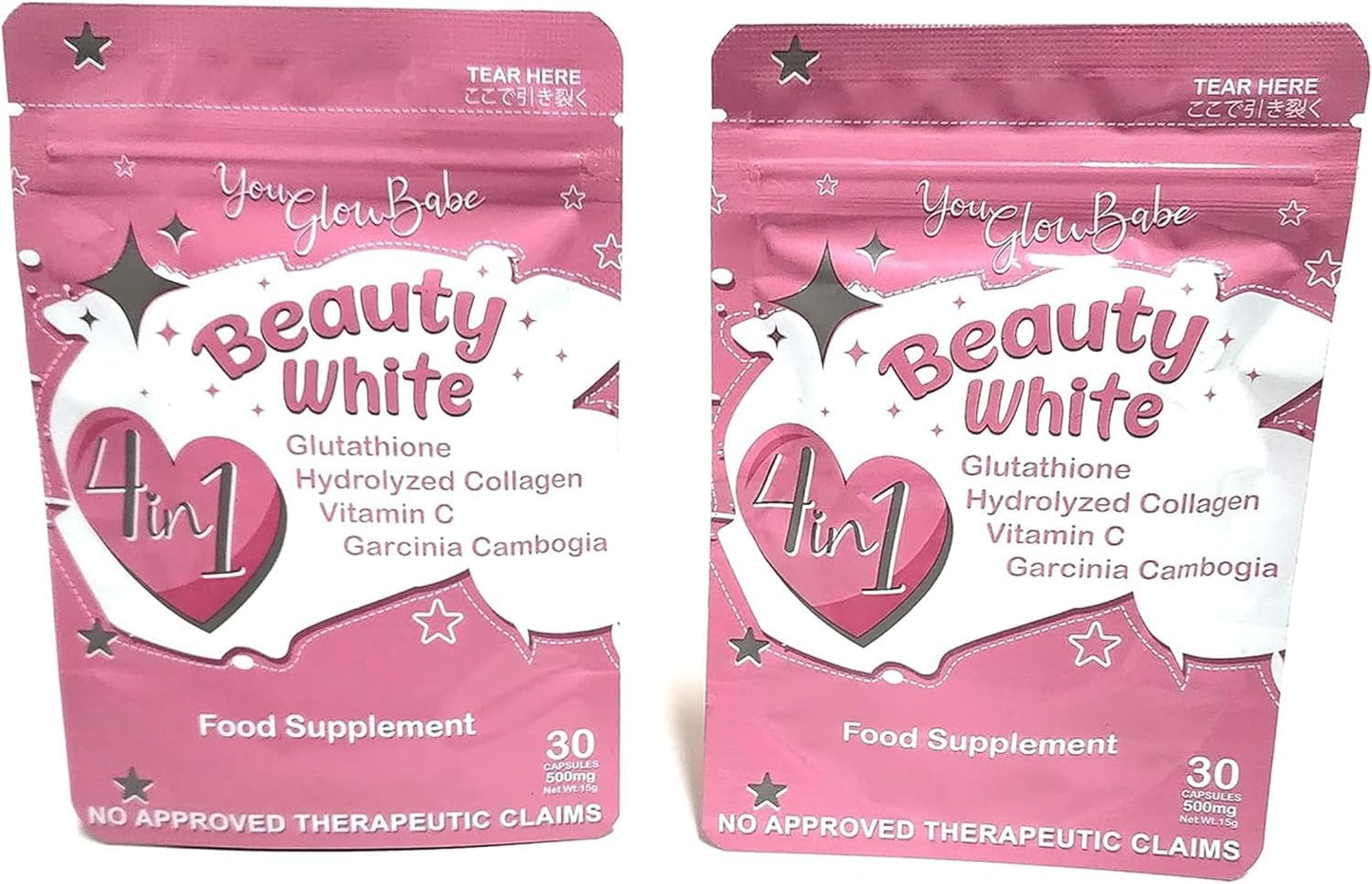 Generic You Glow Babe Beauty White 4 in 1 Glutathione Capsule, 30 Count