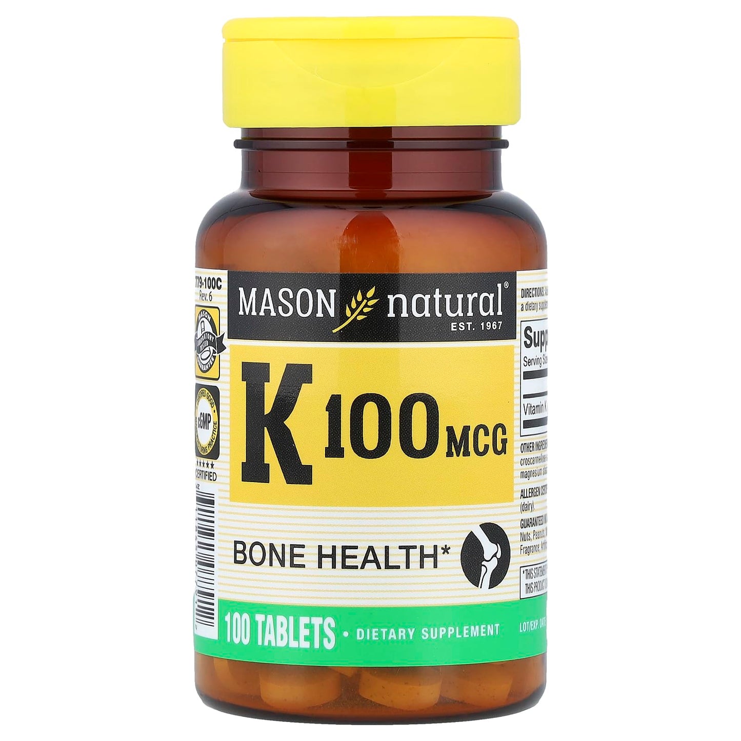 MASON NATURAL Vitamin K Tablet, 100 Tablets