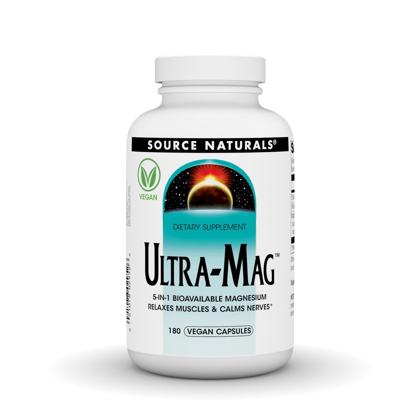 Source Naturals Ultra-Mag 5-in-1 Bioavailable Magnesium Vegan Capsules, 180 Capsules