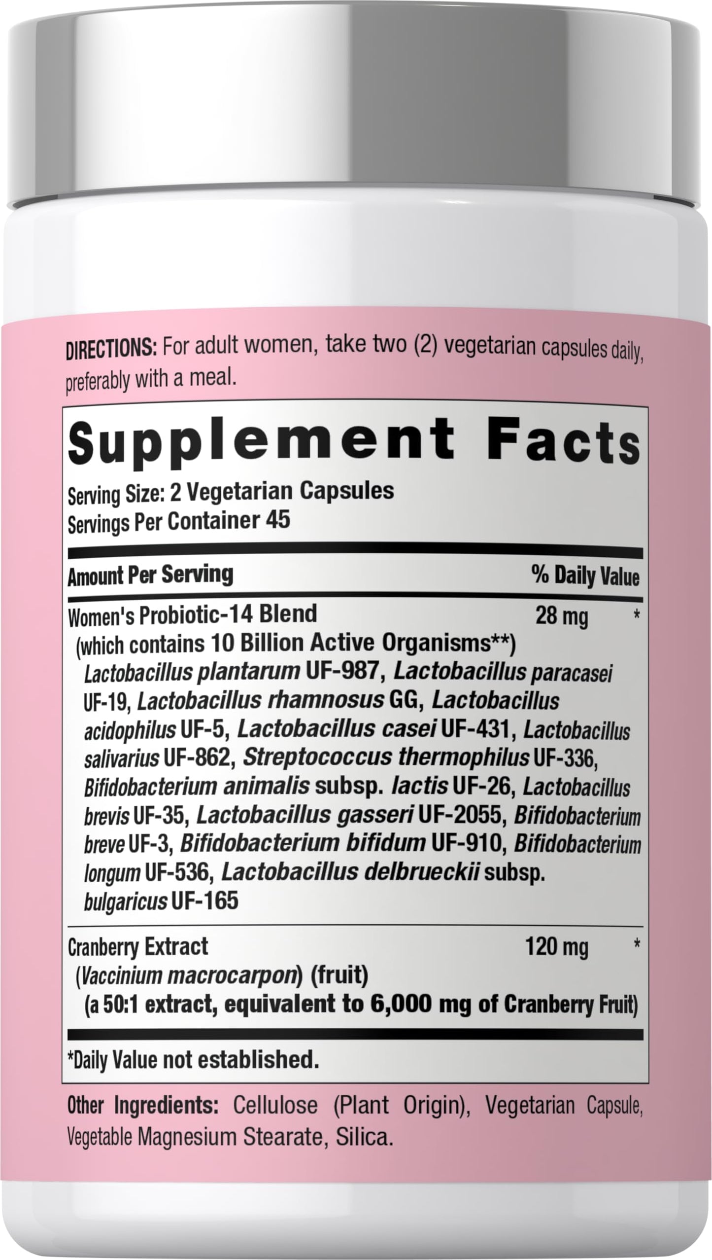 Horbäach Women's Probiotic with Cranberry Supplement Capsules 90 Count