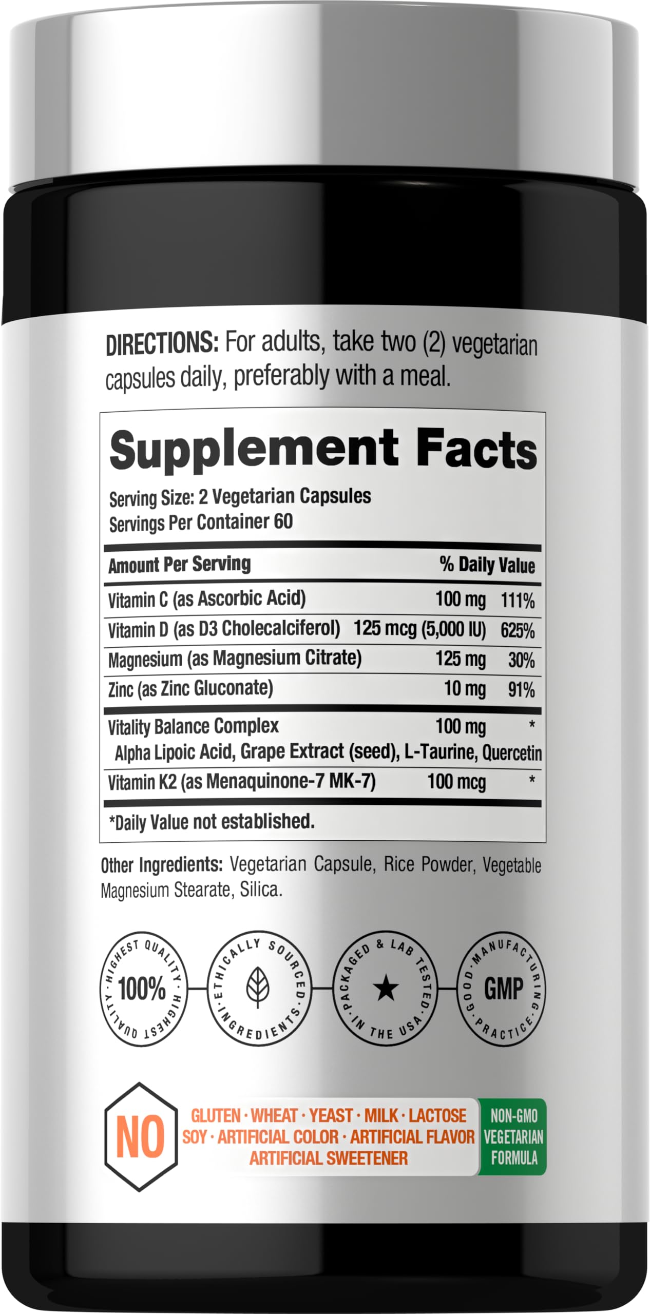 Horbäach Vitamin D3 K2 Capsules, 120 Count
