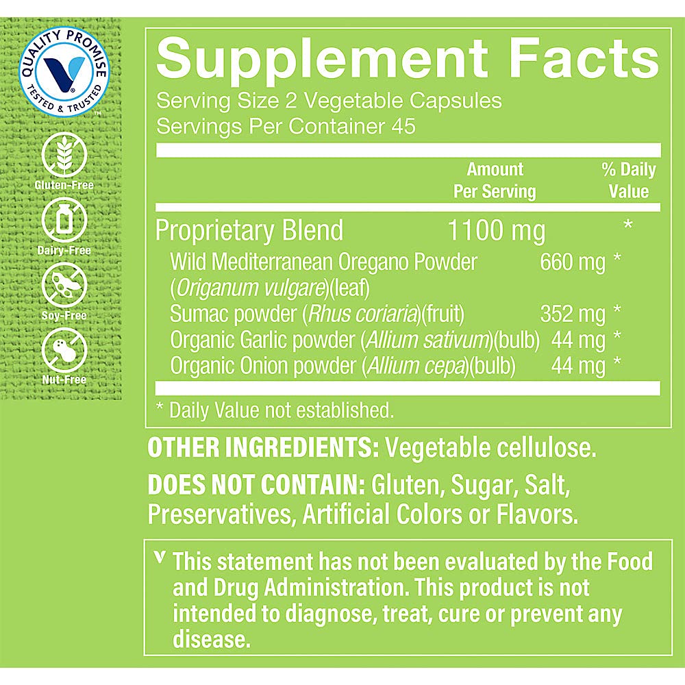 The Vitamin Shoppe Wild Oregano Complex 1100mg Herbal Supplement Capsules 90 Count