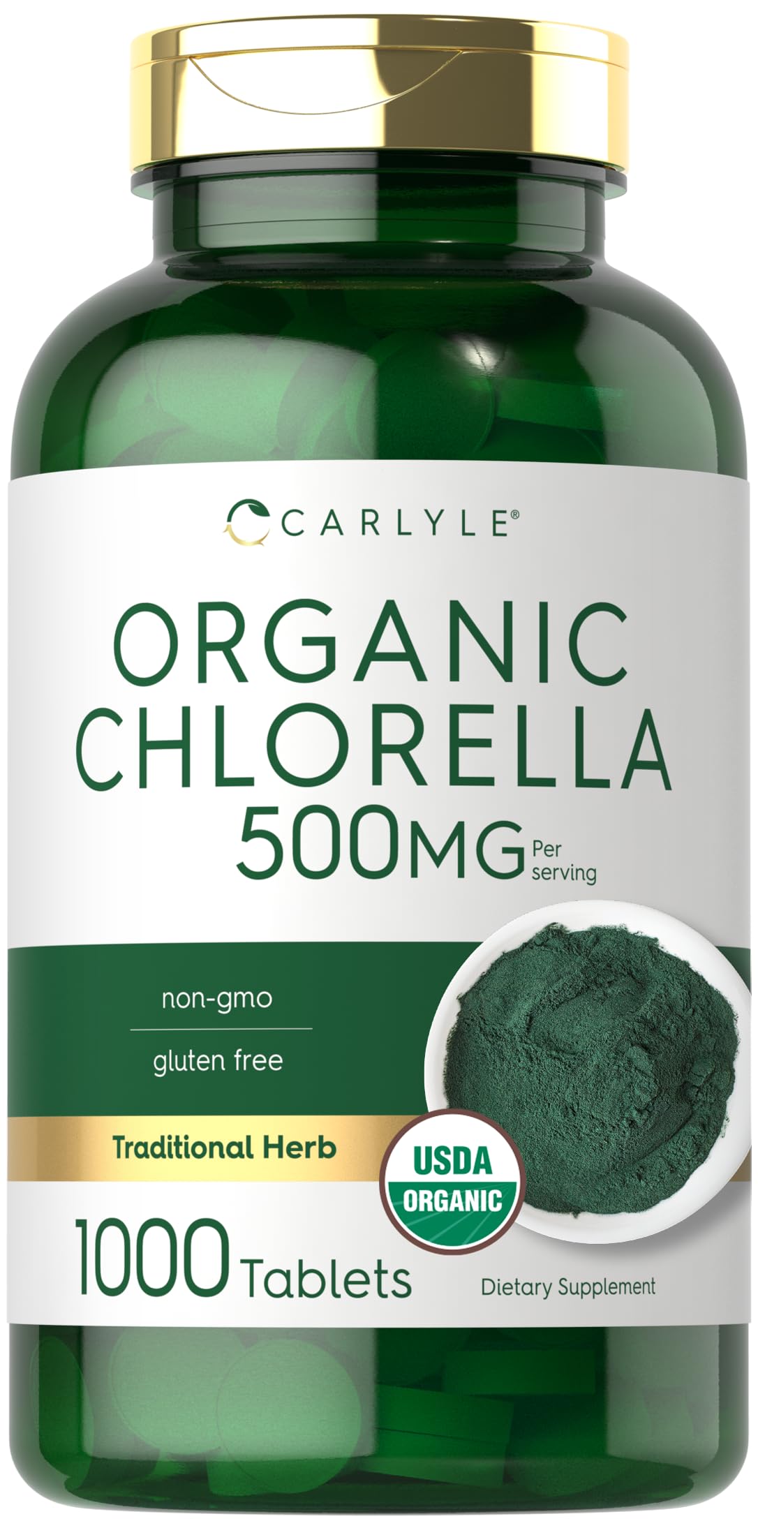 Carlyle Chlorella Tablets Organic 500 mg, 1000 Count