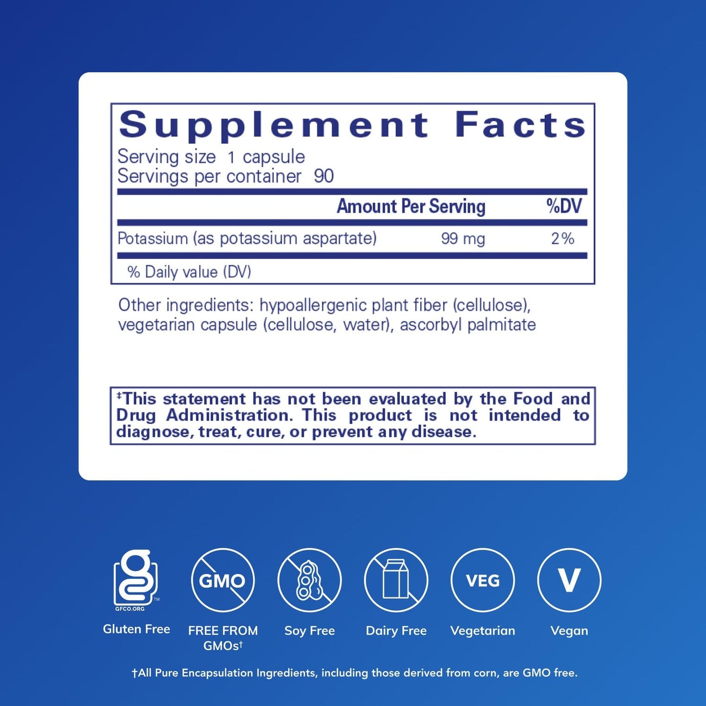 Pure Encapsulations Potassium (Aspartate) Capsule, 90 Capsules