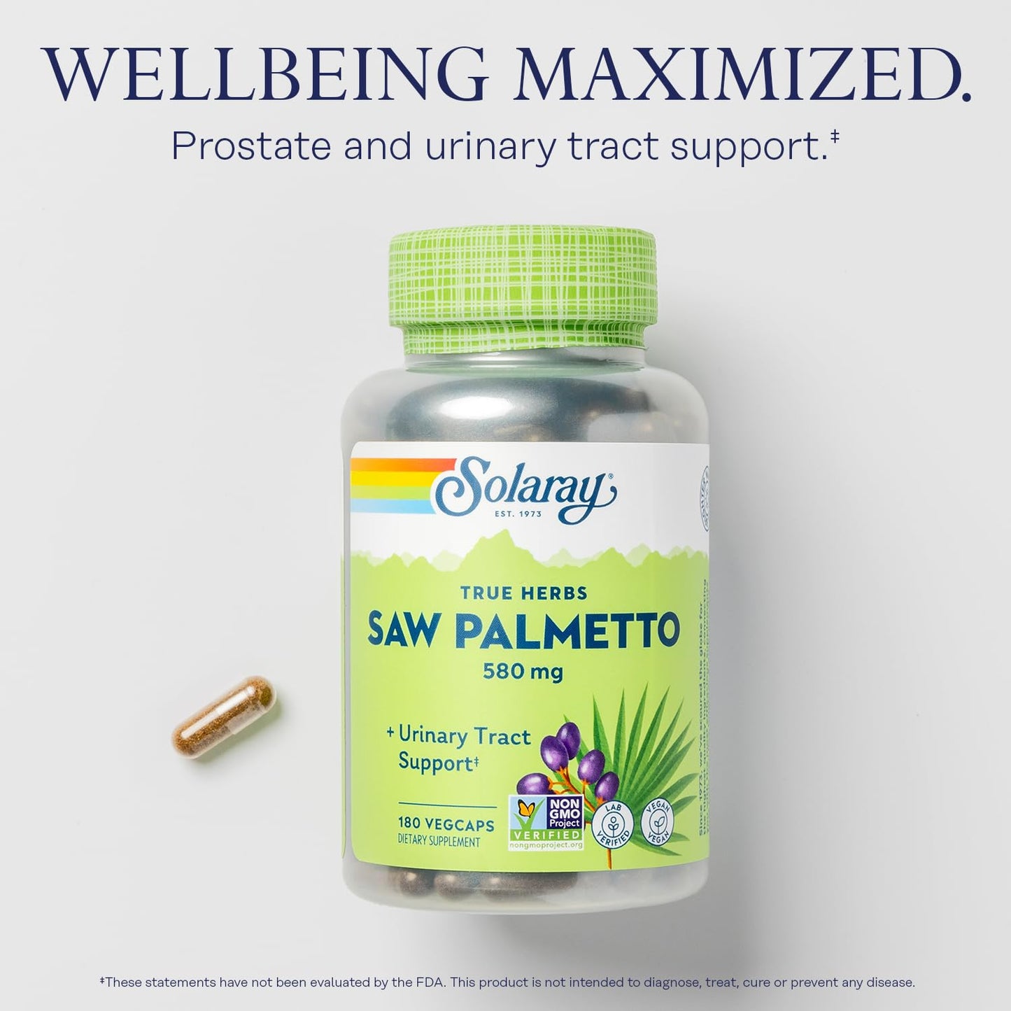 Solaray Saw Palmetto Berry 580 mg VegCaps 180
