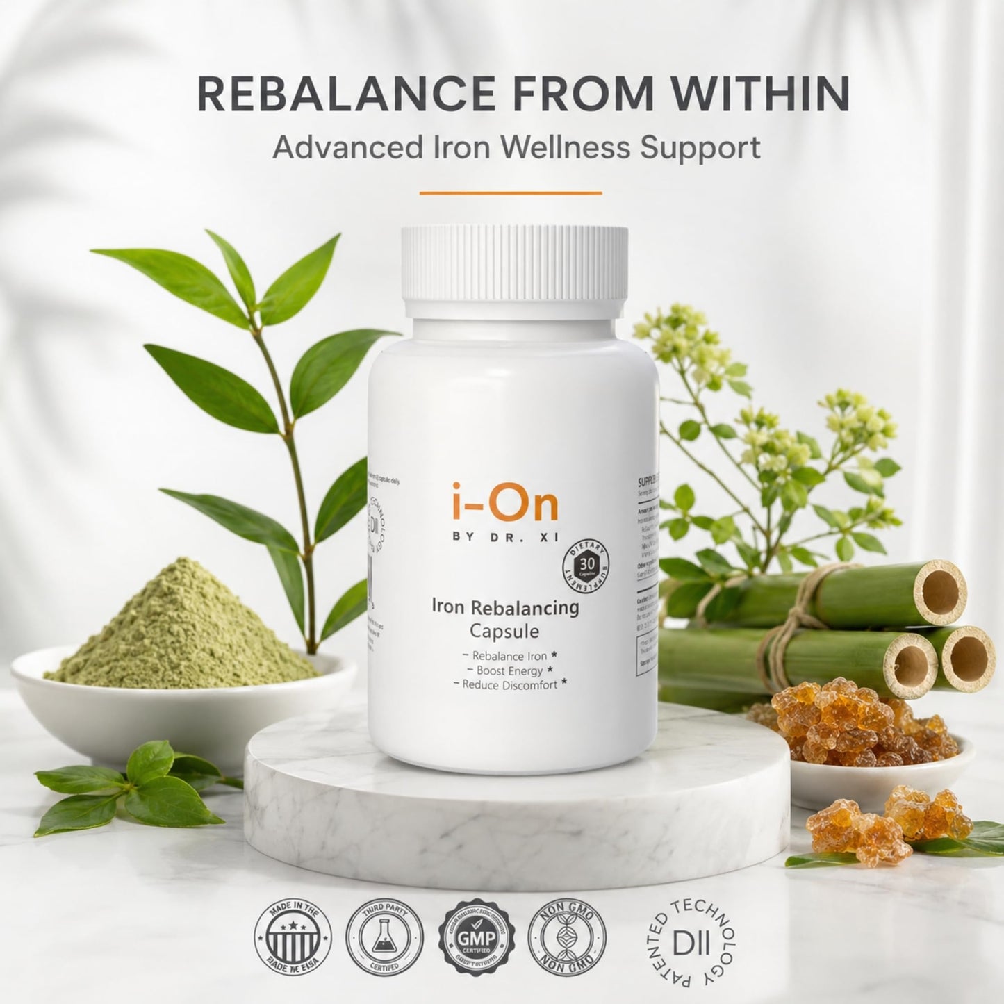 i-On Iron Rebalancing Capsules with ReDaxin, Theracurmin, Camu Camu & Vitamin C – Daily Wellness & Nutritional Support, 30 Capsules