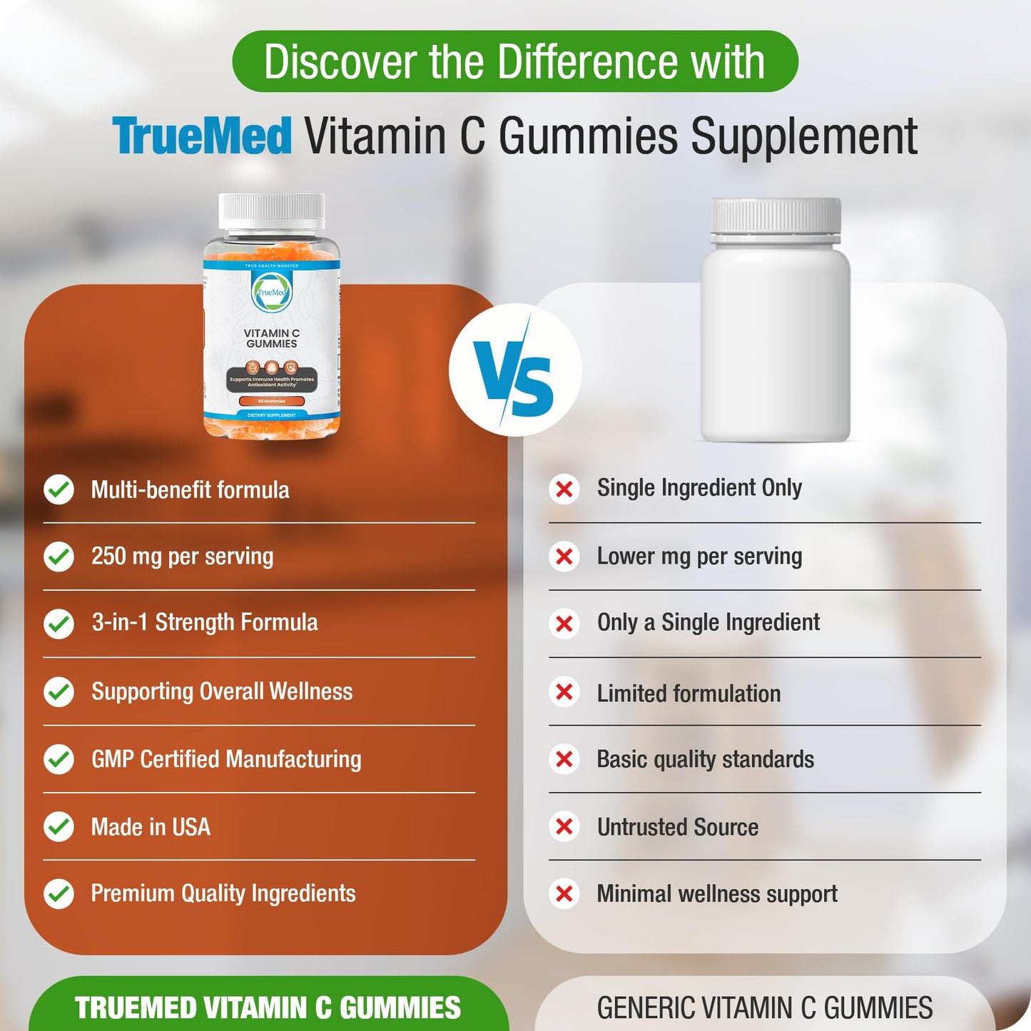 TRUEMED Chewable Vitamin C Gummies 250mg with Zinc and Probiotics 30 Count