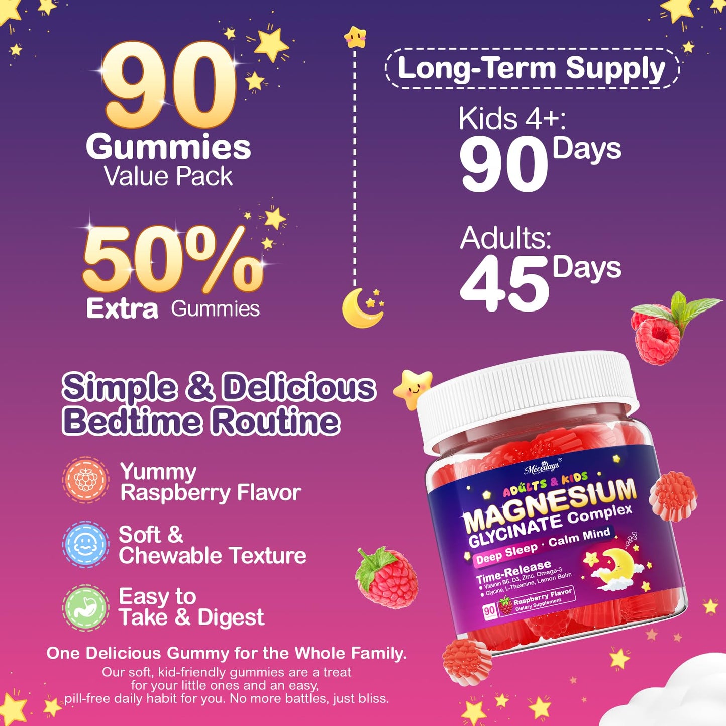 Meceilays Magnesium Glycinate Gummies, 90 Count