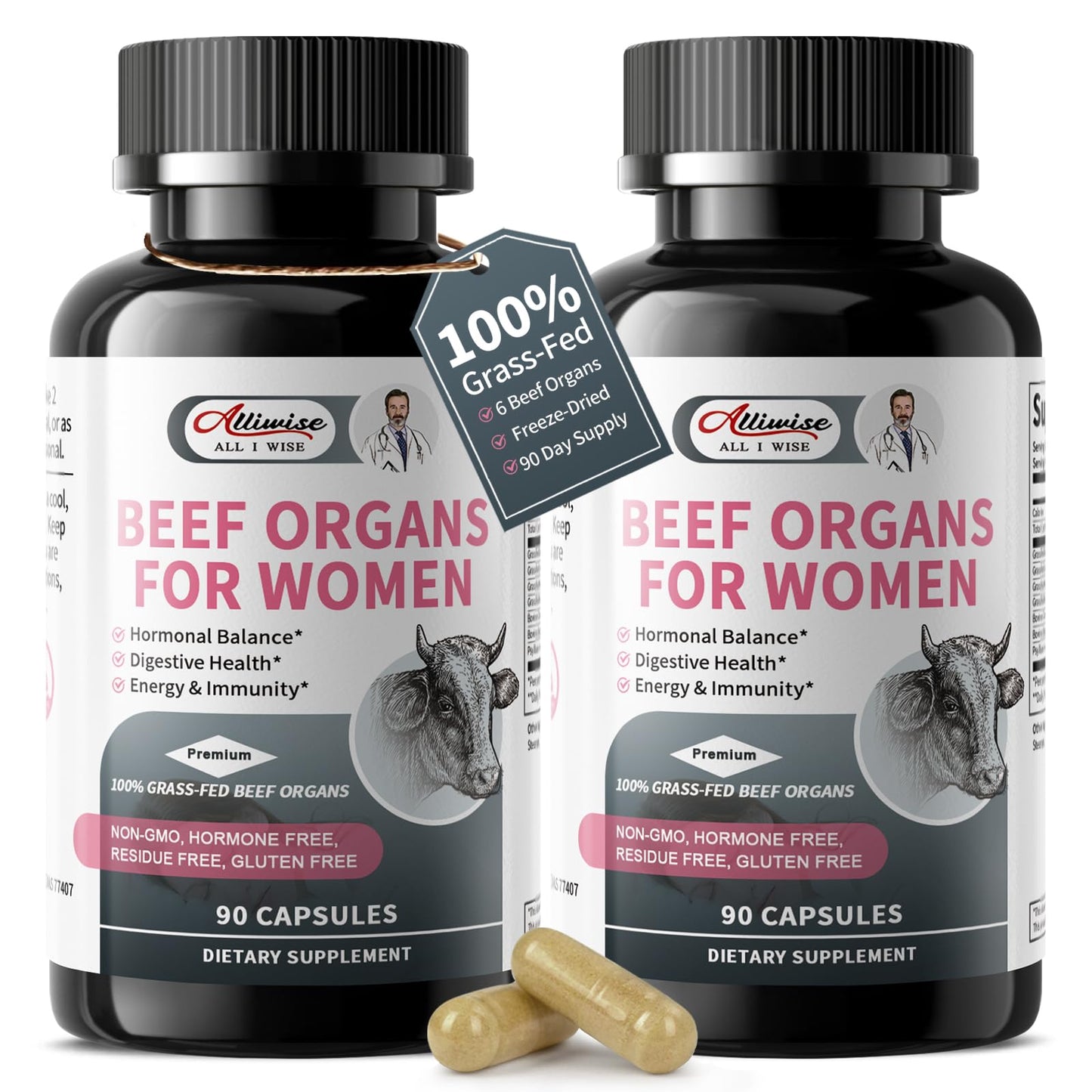 Alliwise Beef Organ Supplement for Women Capsule 180 Count