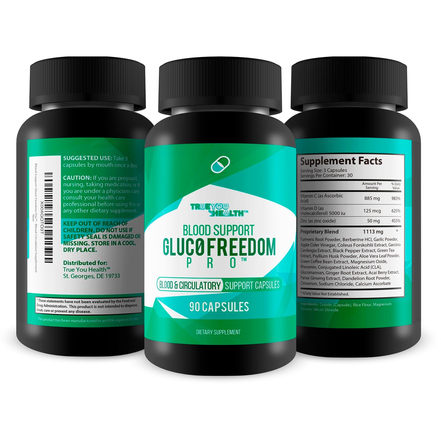 True You Health Blood Support Gluc0 Freedom Pro Capsule, 90 Count