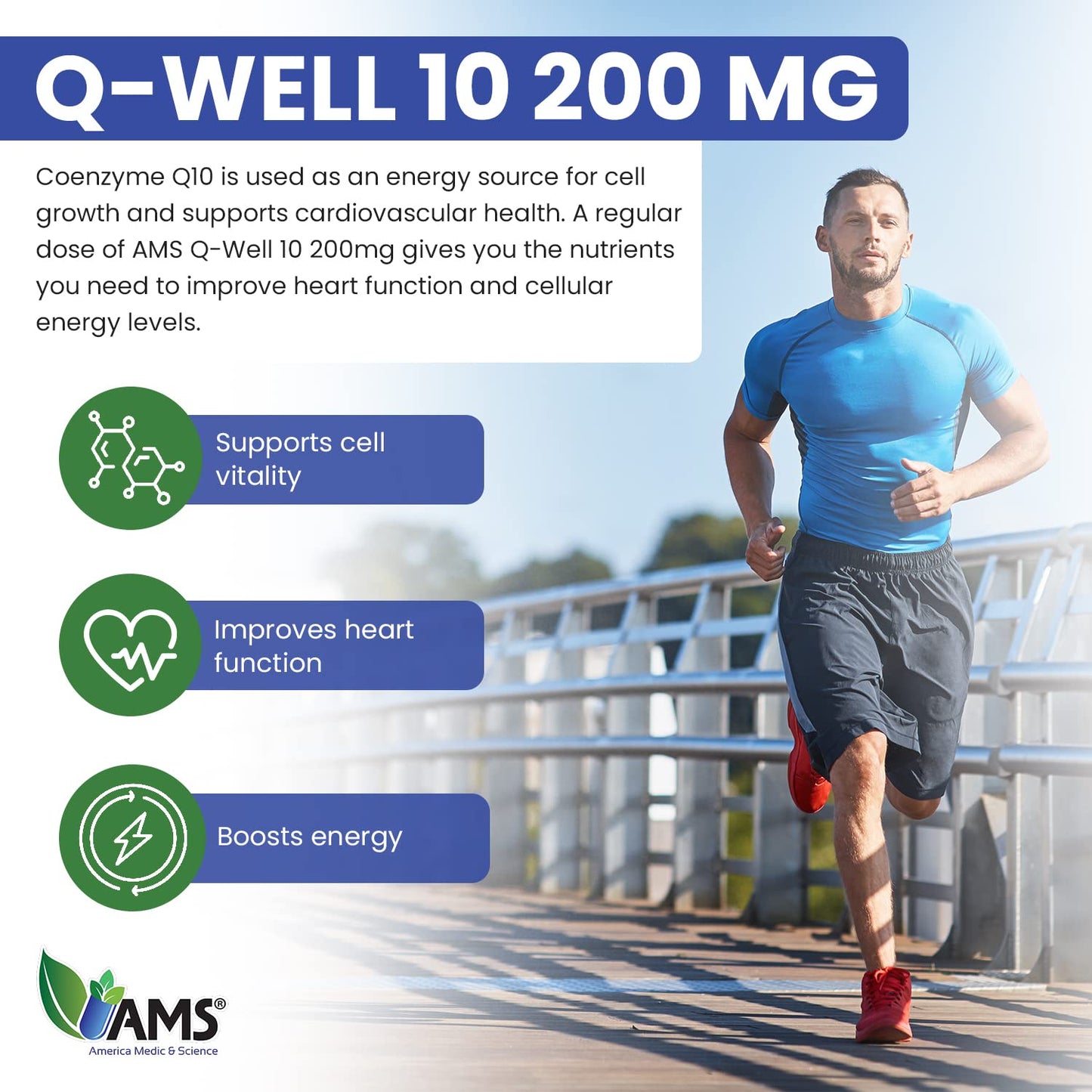 America Medic & Science Q-Well-10 CoQ10 200mg Softgels, 60 Count