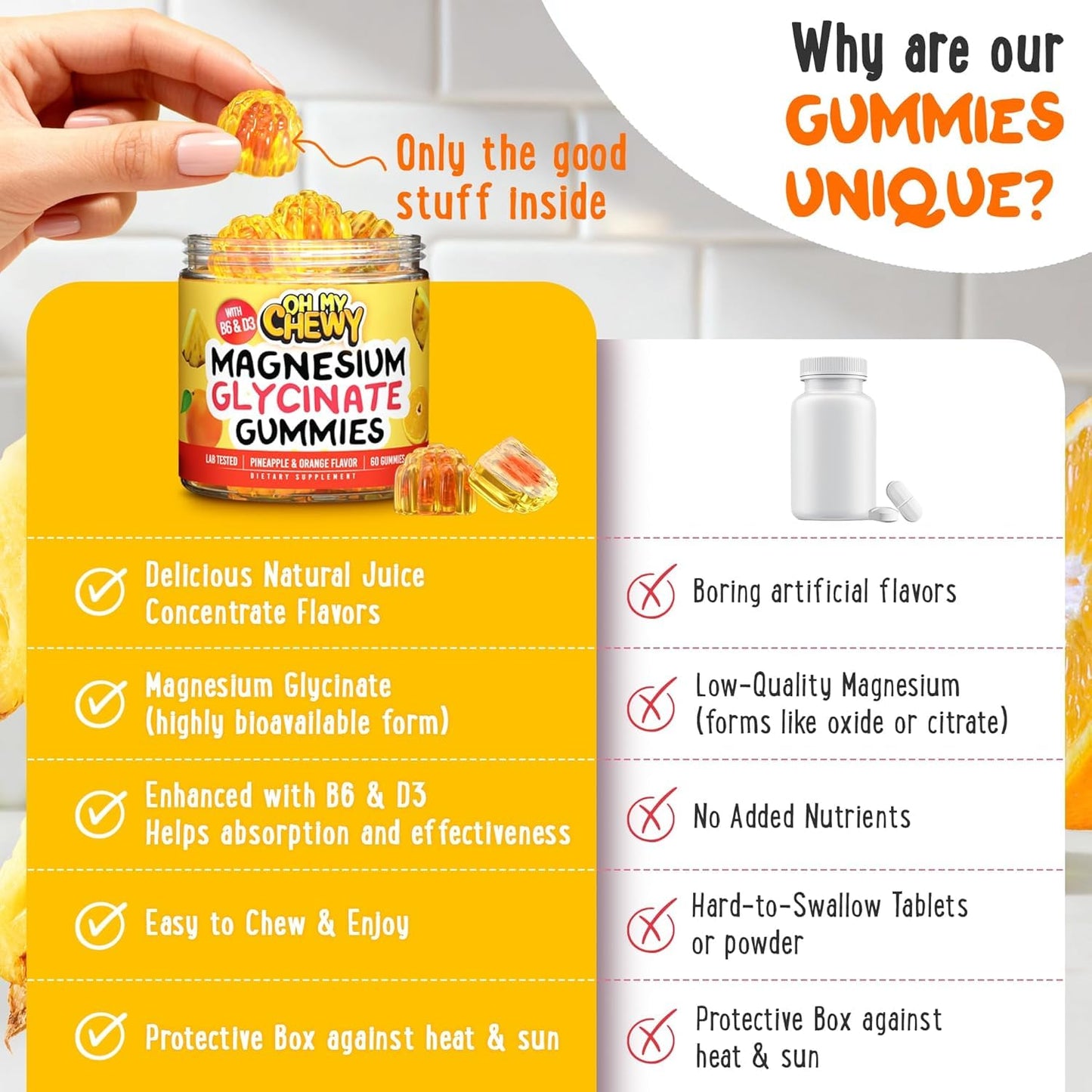 OH MY CHEWY Magnesium Glycinate Gummies 120 Count