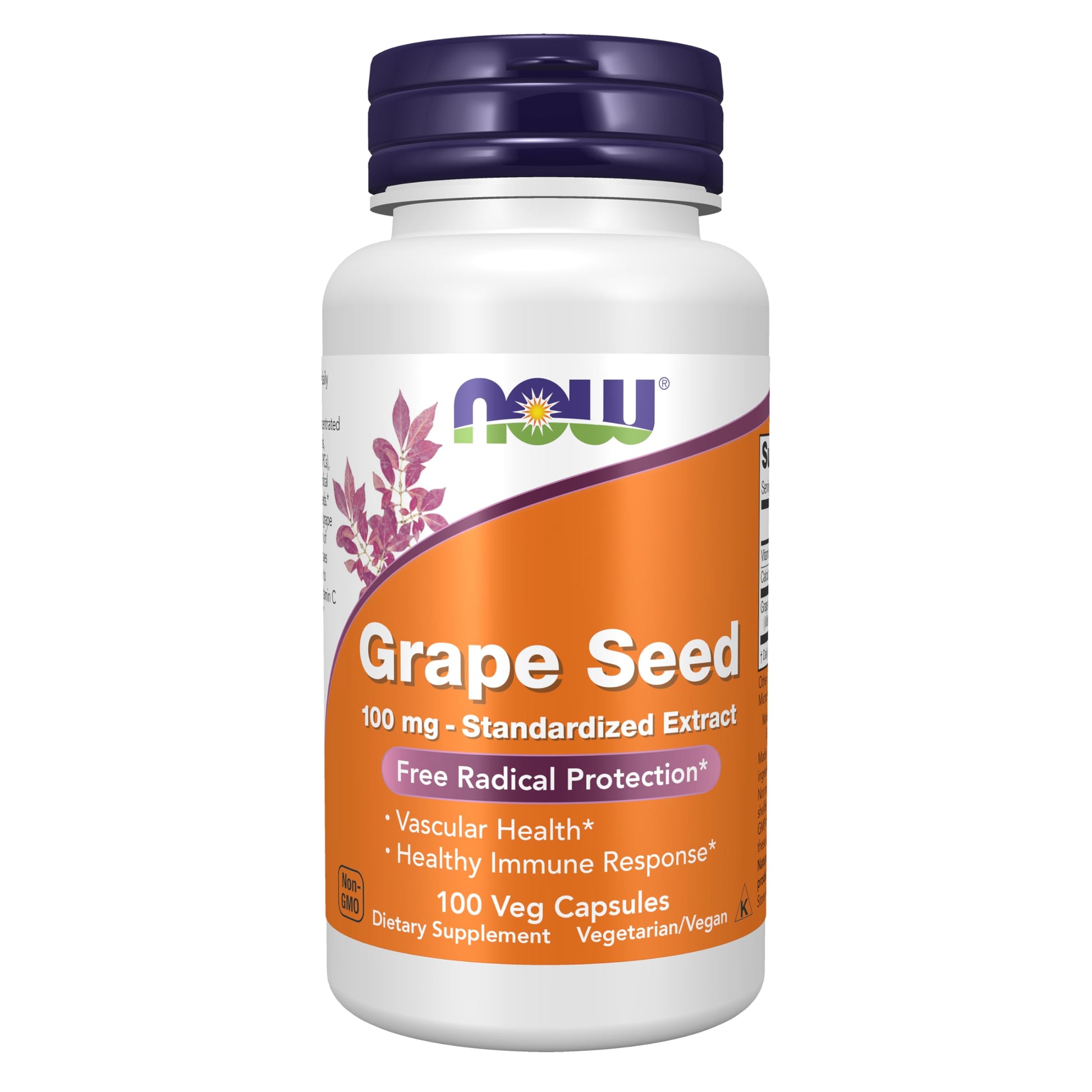 NOW Foods Grape Seed Extract 100 mg Standardized Extract with Vitamin C, 100 Capsules
