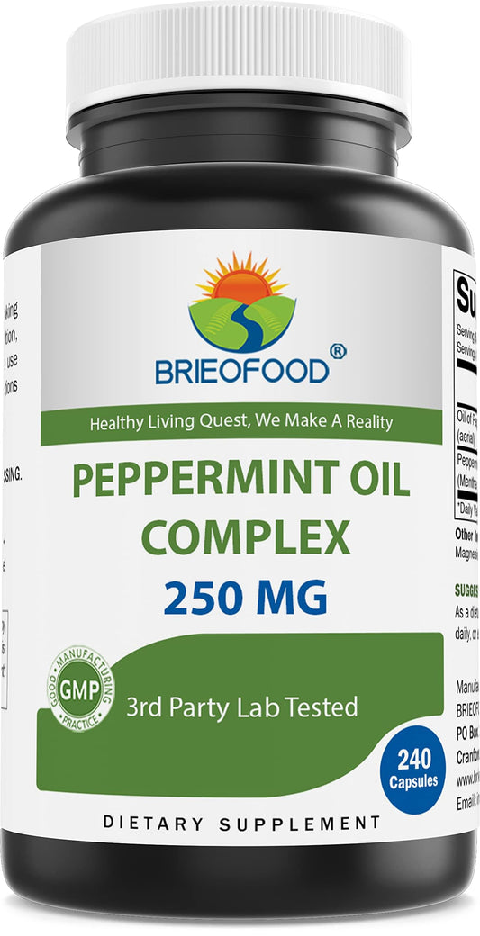 Brieofood Peppermint Oil Complex 250 mg Capsules, 240 Count