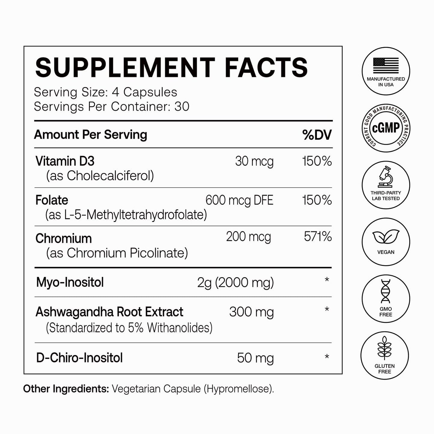 Olenphogy Myo Inositol & D-Chiro Inositol Capsules, 120 Count