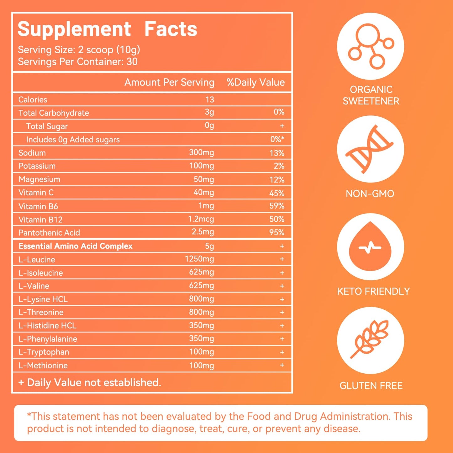 SmildeHeal EAAs Electrolytes Powder, Essential Amino Acids Supplement, EAA & BCAA Powder with B-Vitamins and Minerals – Hydration Drink Supplement, Keto Friendly, No Sugar, 10.58 Ounce