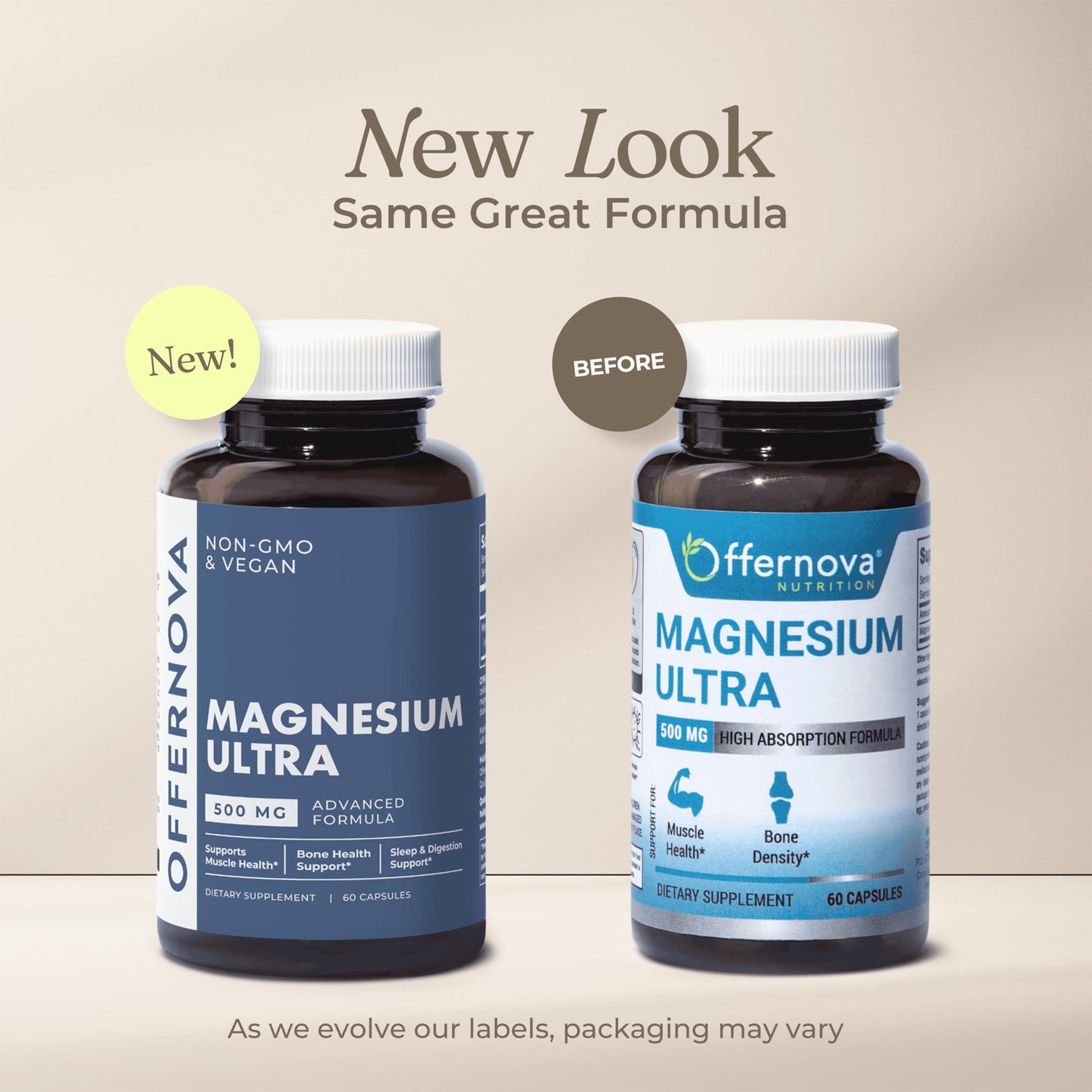 Offernova Magnesium Ultra High Absorption 500mg Vegan Magnesium Citrate & Oxide Capsule, 60 Count