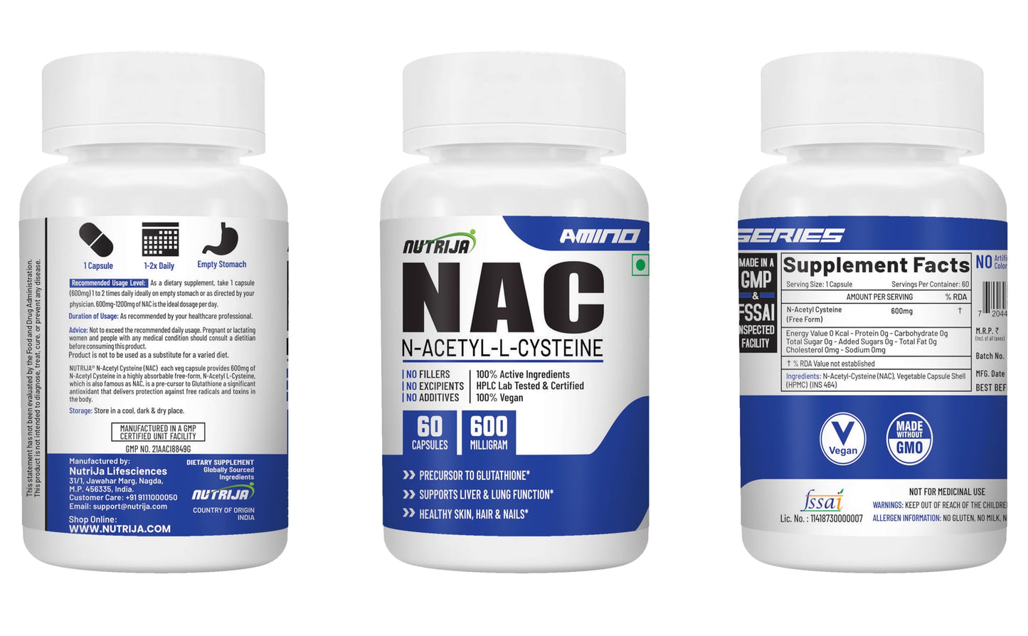 NutriJa N-Acetyl Cysteine (NAC) 600 mg, 60 Capsules