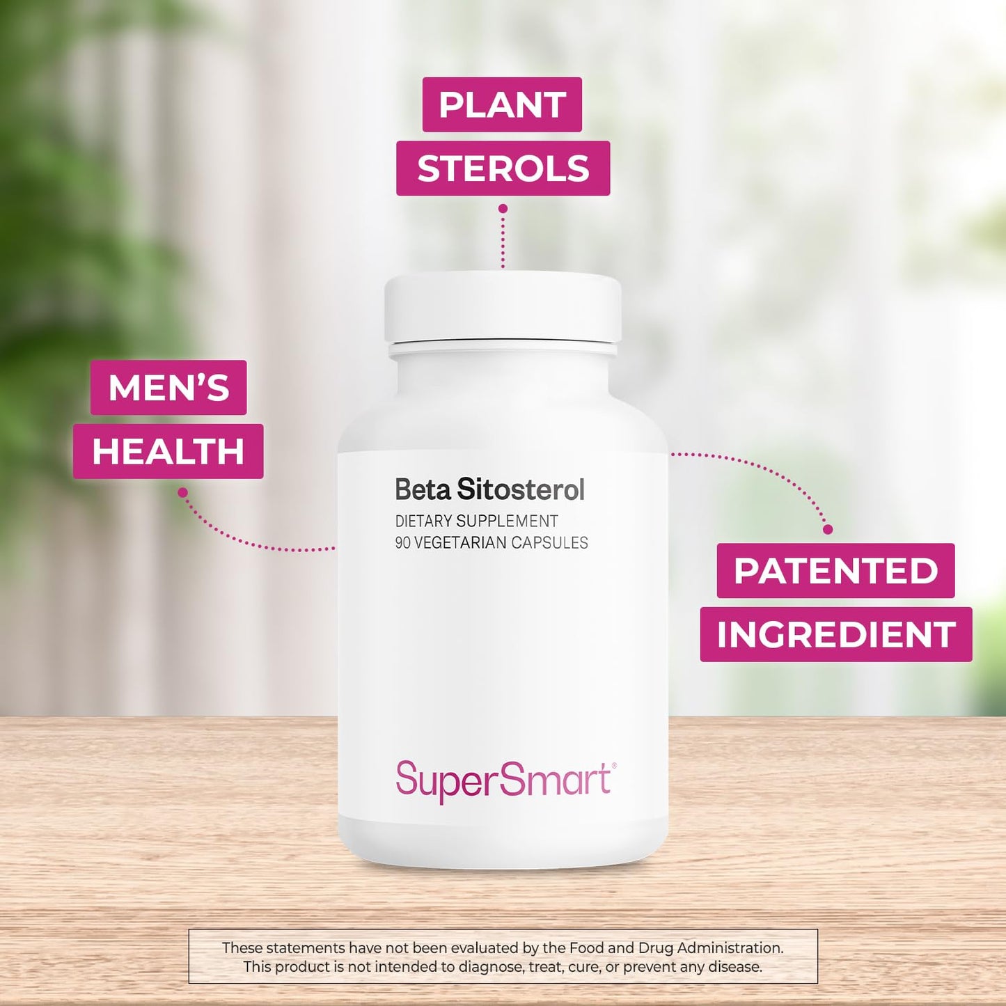 Supersmart Beta-Sitosterol Supplement 180mg per Day (Patented) - Plant Sterols - Beta-Sitosterol Extract for Men 90 Capsules