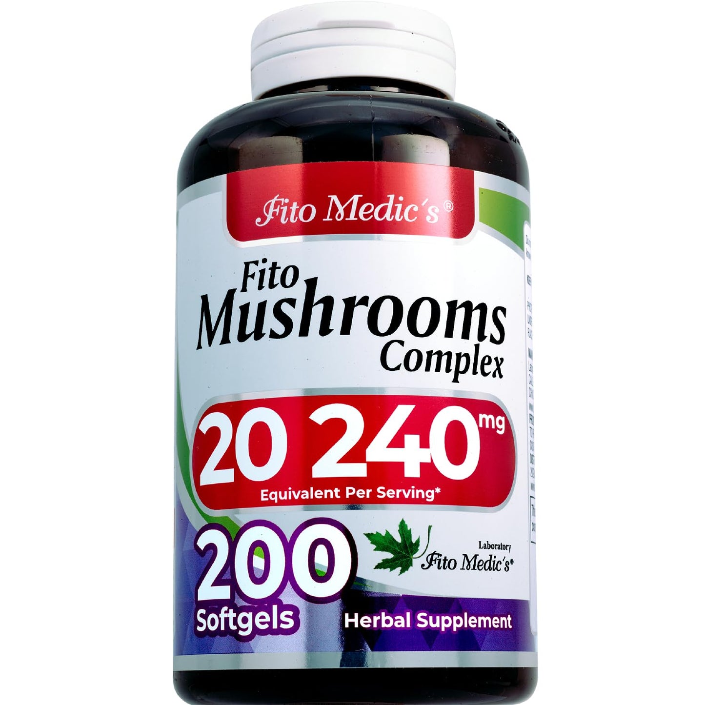 FITO MEDIC'S Lab Mushroom Complex Supplement 18 Species Blend Softgels 200