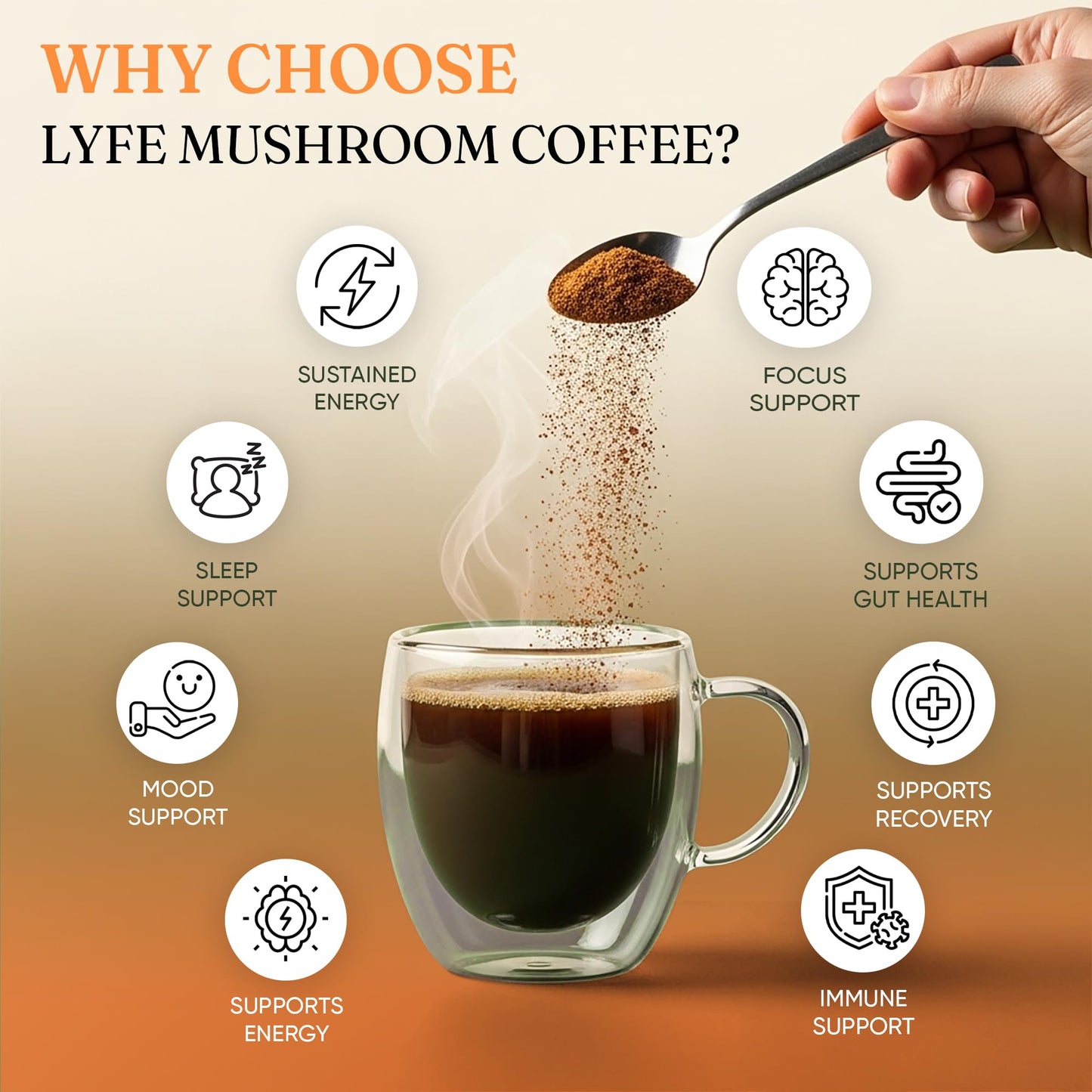LYFE Organic Instant Decaf Mushroom Coffee Powder 9.17 oz