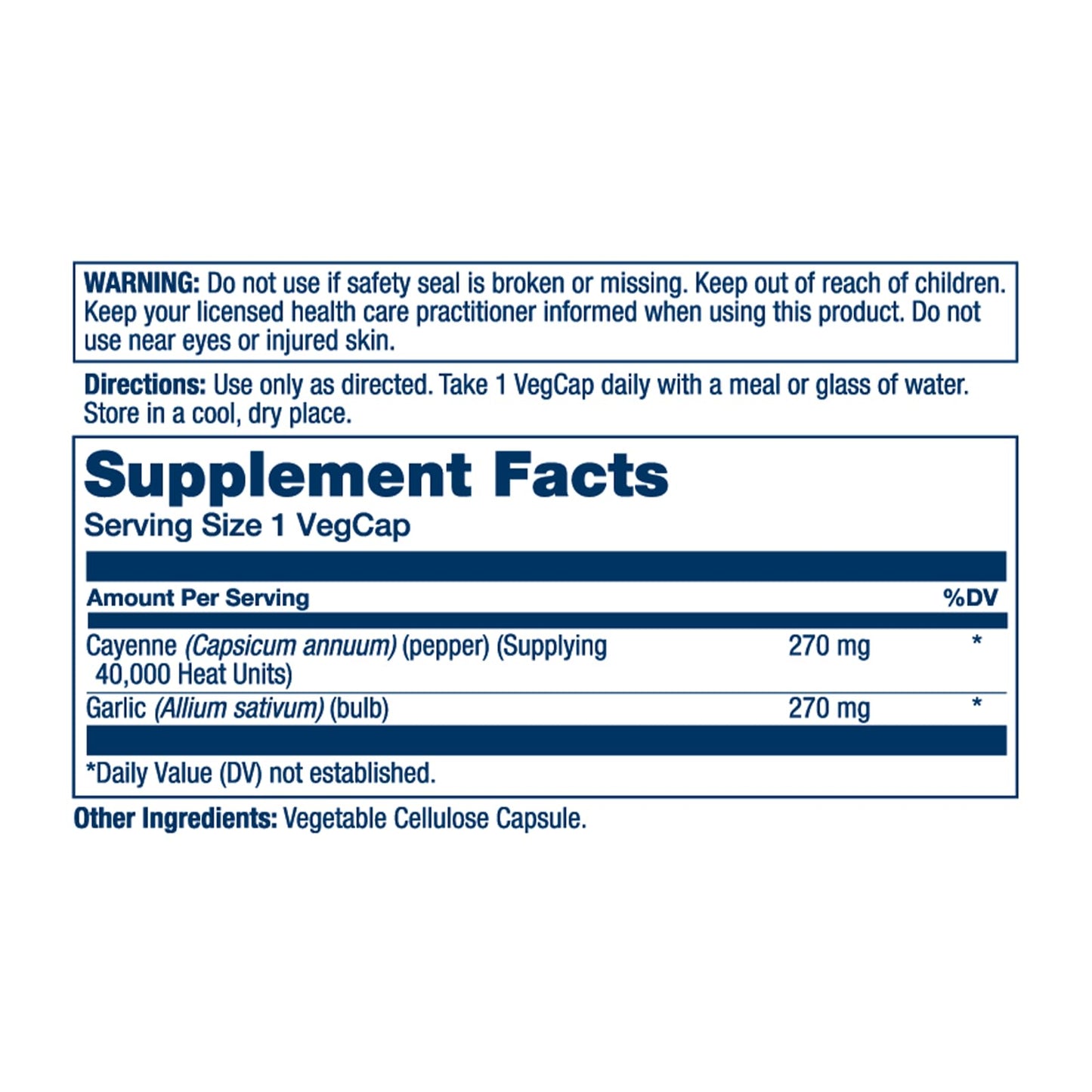 SOLARAY Cayenne Garlic 540 mg Capsule, 100 VegCaps