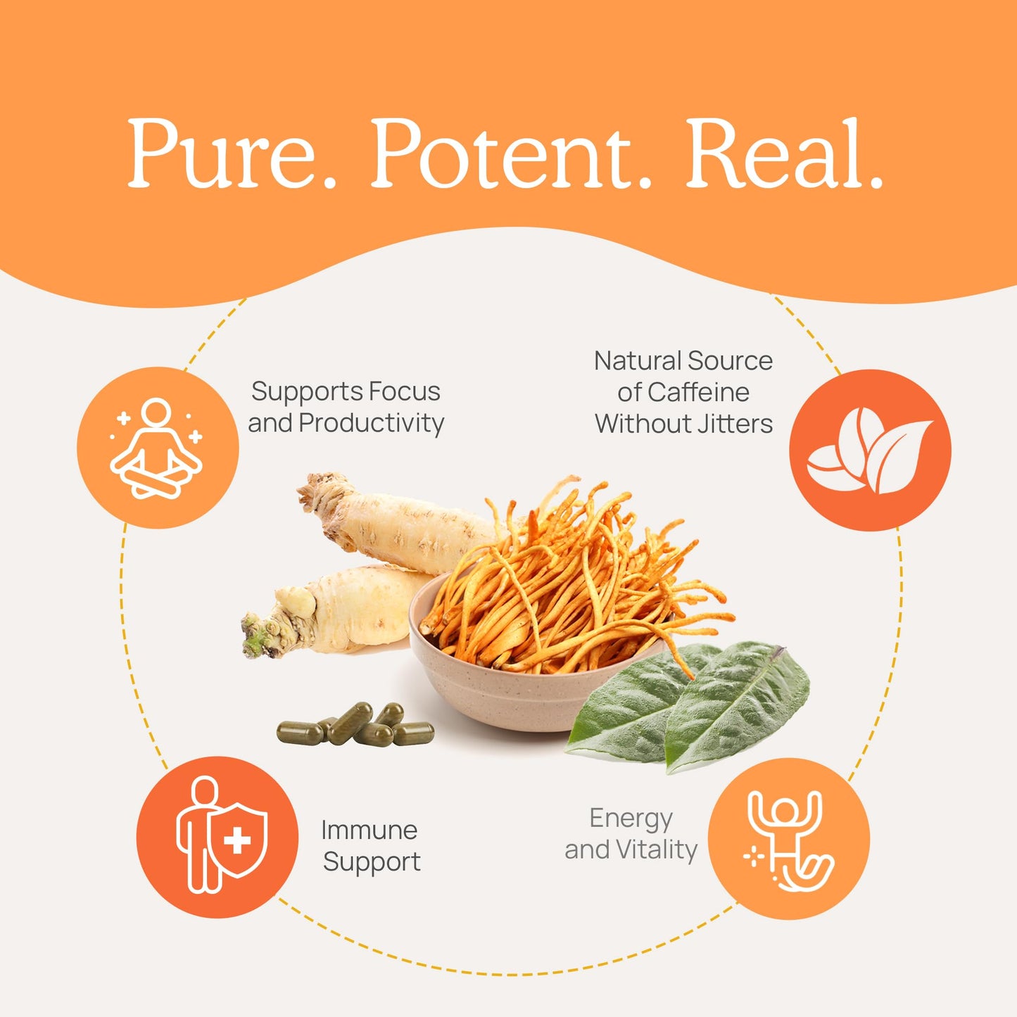 Real Mushrooms RealBoost for Energy and Wellness, 60 Capsules