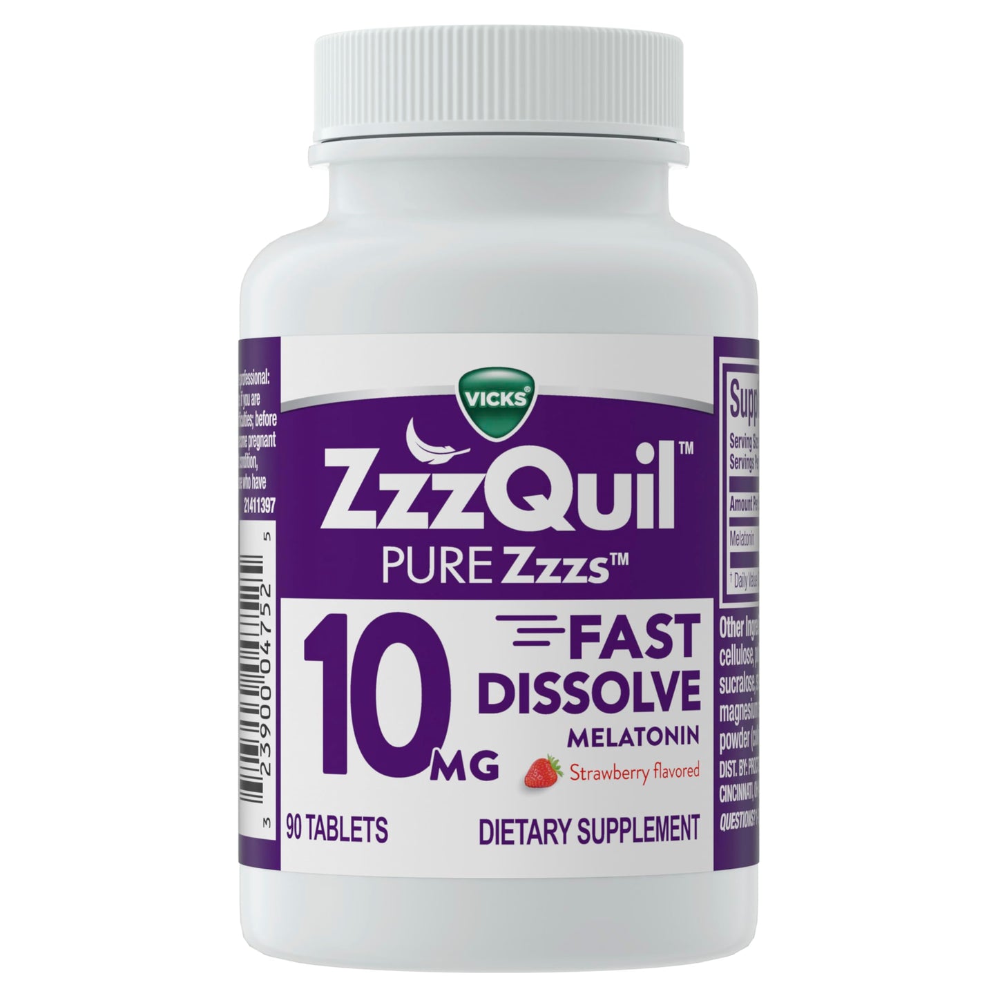 ZzzQuil Pure Zzzs Fast Dissolve Melatonin Tablets, 10 mg, 90 Tablets