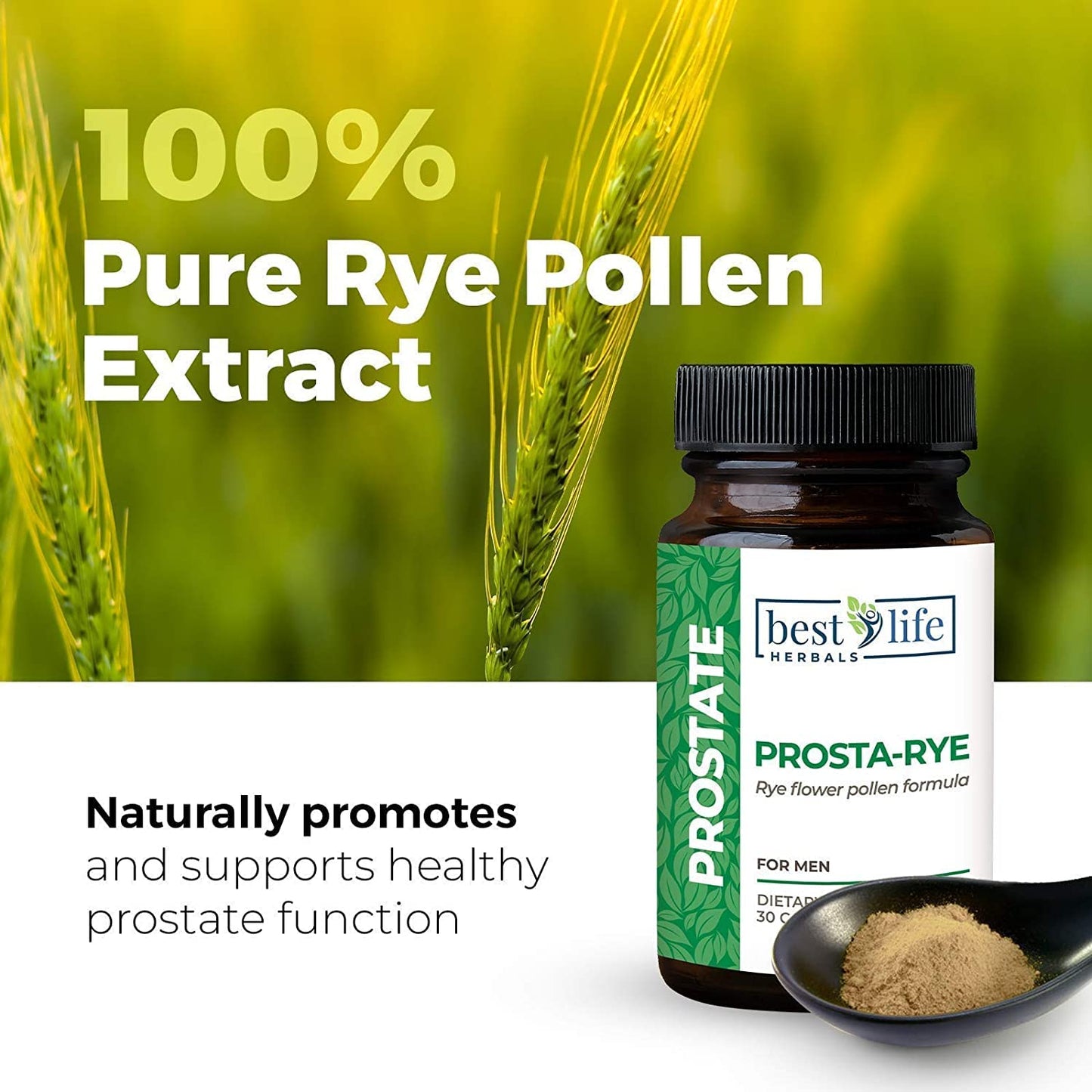 Best Life Herbals Prosta-Rye Natural Prostate Supplement Capsules, 2 Bottles