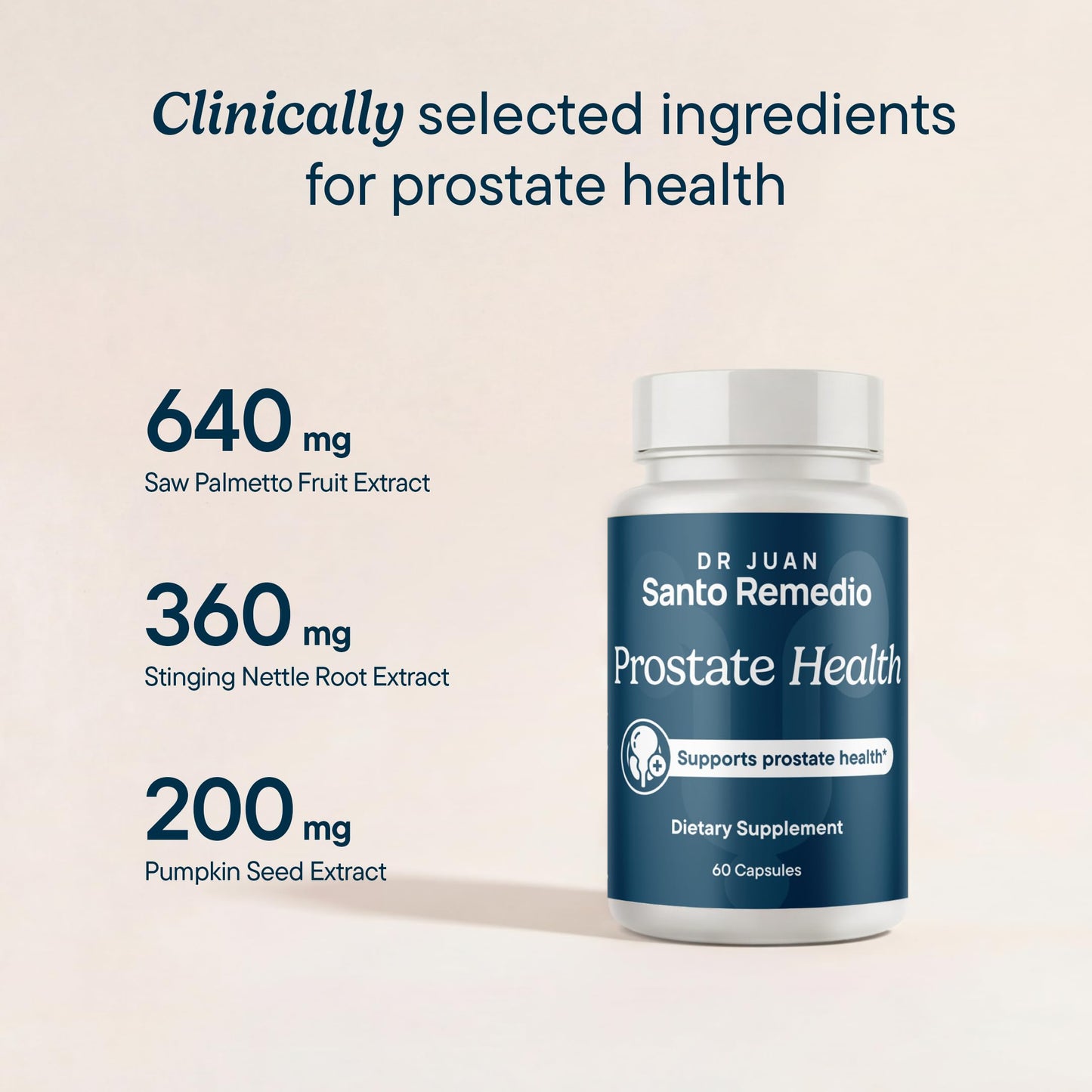 Santo Remedio Prostate Health Saw Palmetto 640 mg with Stinging Nettle, Pumpkin Seed & Pygeum Capsules, 60 Count