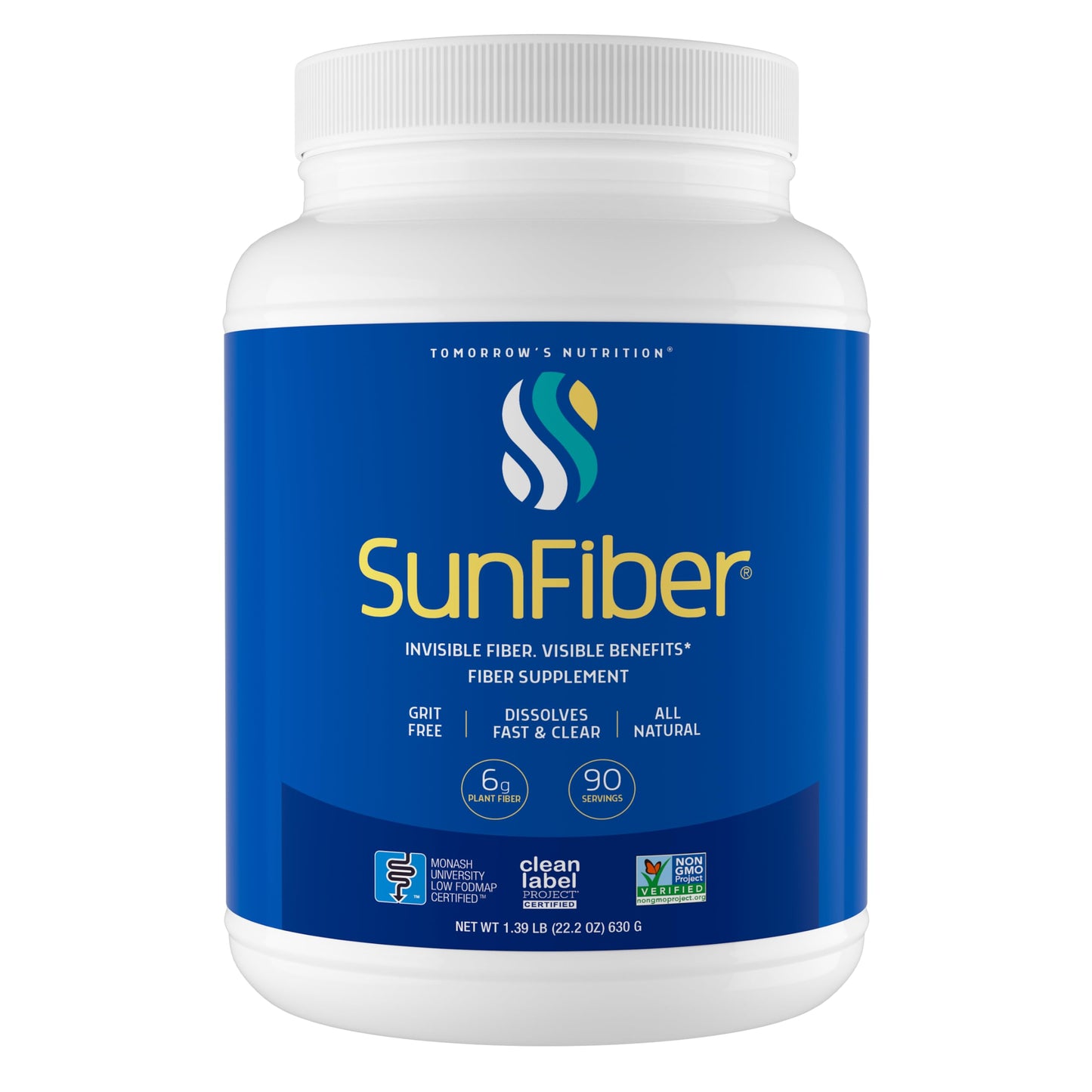 Tomorrow's Nutrition Sunfiber Prebiotic Fiber Supplement for Digestive Health Powder, 22.2 oz