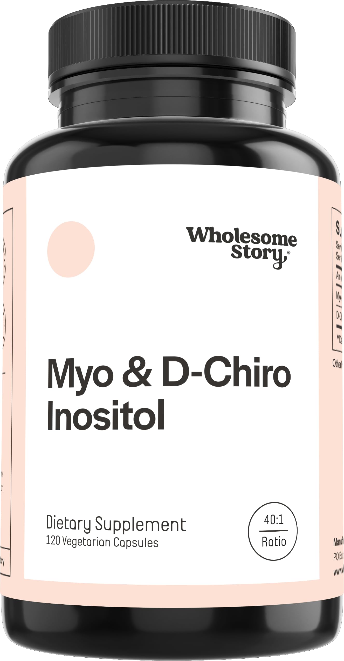 Wholesome Story Myo-Inositol & D-Chiro Inositol Supplement for Women, Fertility Support & Hormonal Balance, Ovarian Health, Myoinositol, Ideal 40:1 Ratio, 120 Capsules